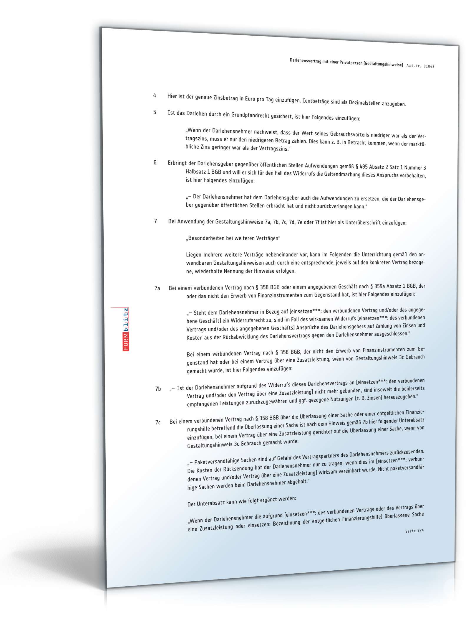 Darlehensvertrag zwischen Unternehmer und Privatperson PDF. Seite: 7