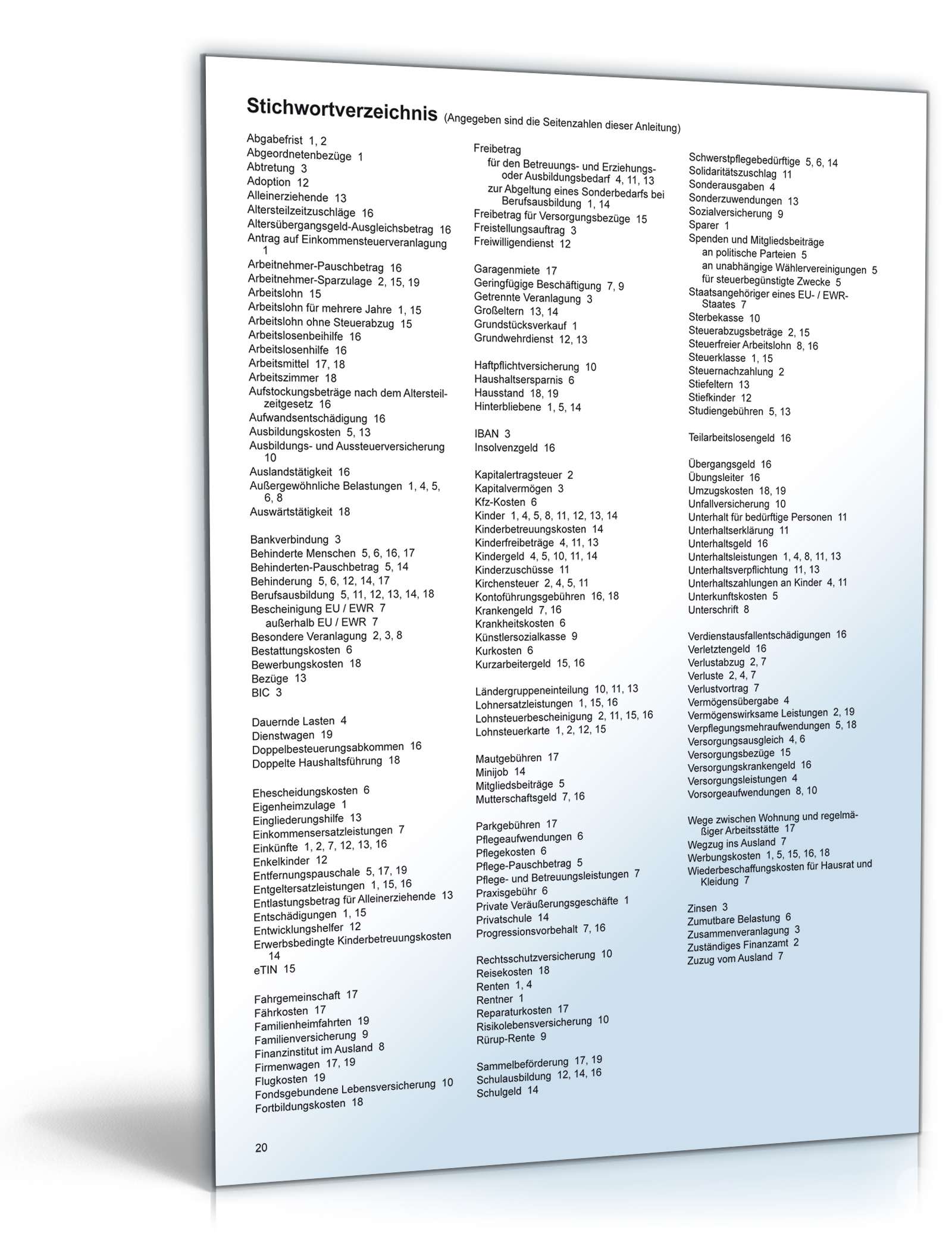 Anleitung zur Einkommensteuererklärung 2010 PDF. Seite: 20