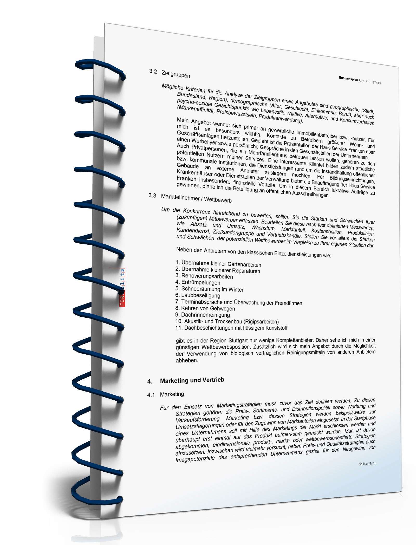 Businessplan Hausmeisterservice Excel. Seite: 12