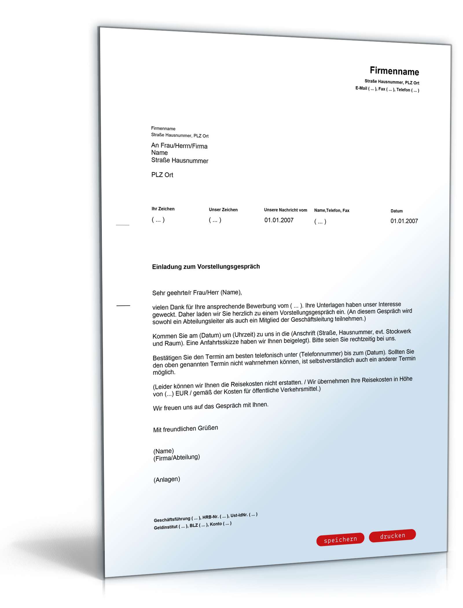 Einladung Vorstellungsgespräch PDF