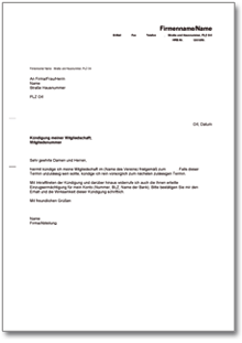 Kündigung Mitgliedschaft Verein Word