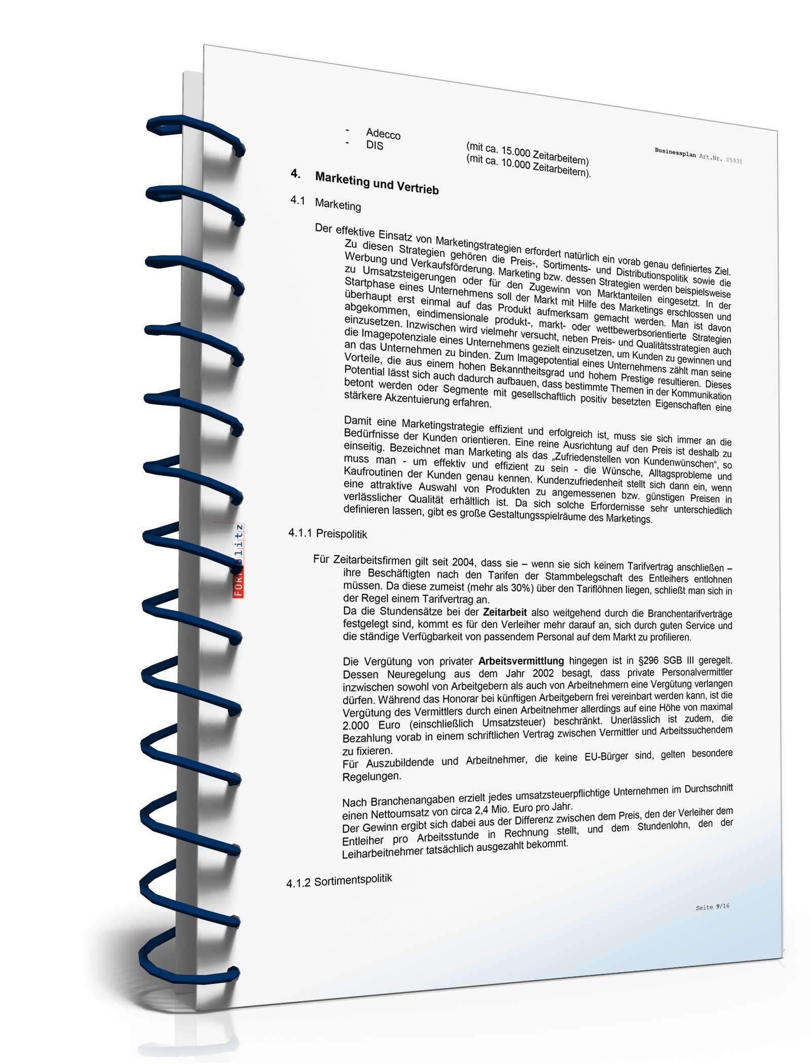 Businessplan Zeitarbeitsfirma Excel. Seite: 20