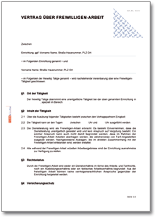 Ehrenamtsvertrag bzw. Vertrag über Freiwilligen-Arbeit Word