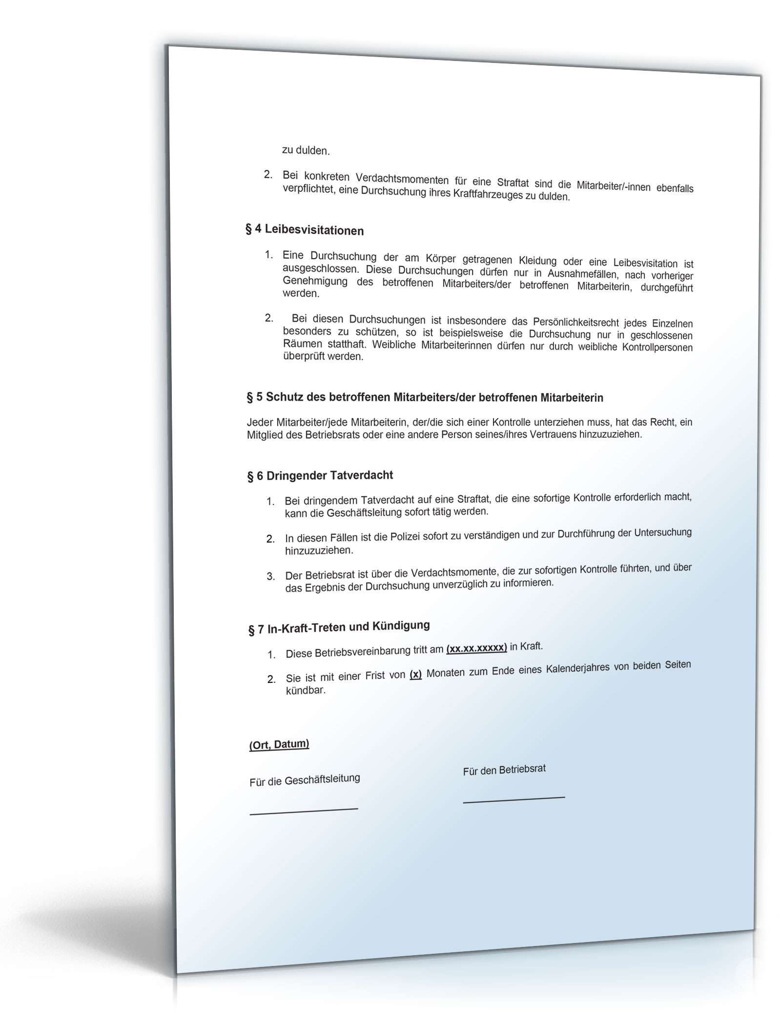 Betriebsvereinbarung über die Einführung von Taschen- und Torkontrollen PDF. Seite: 2