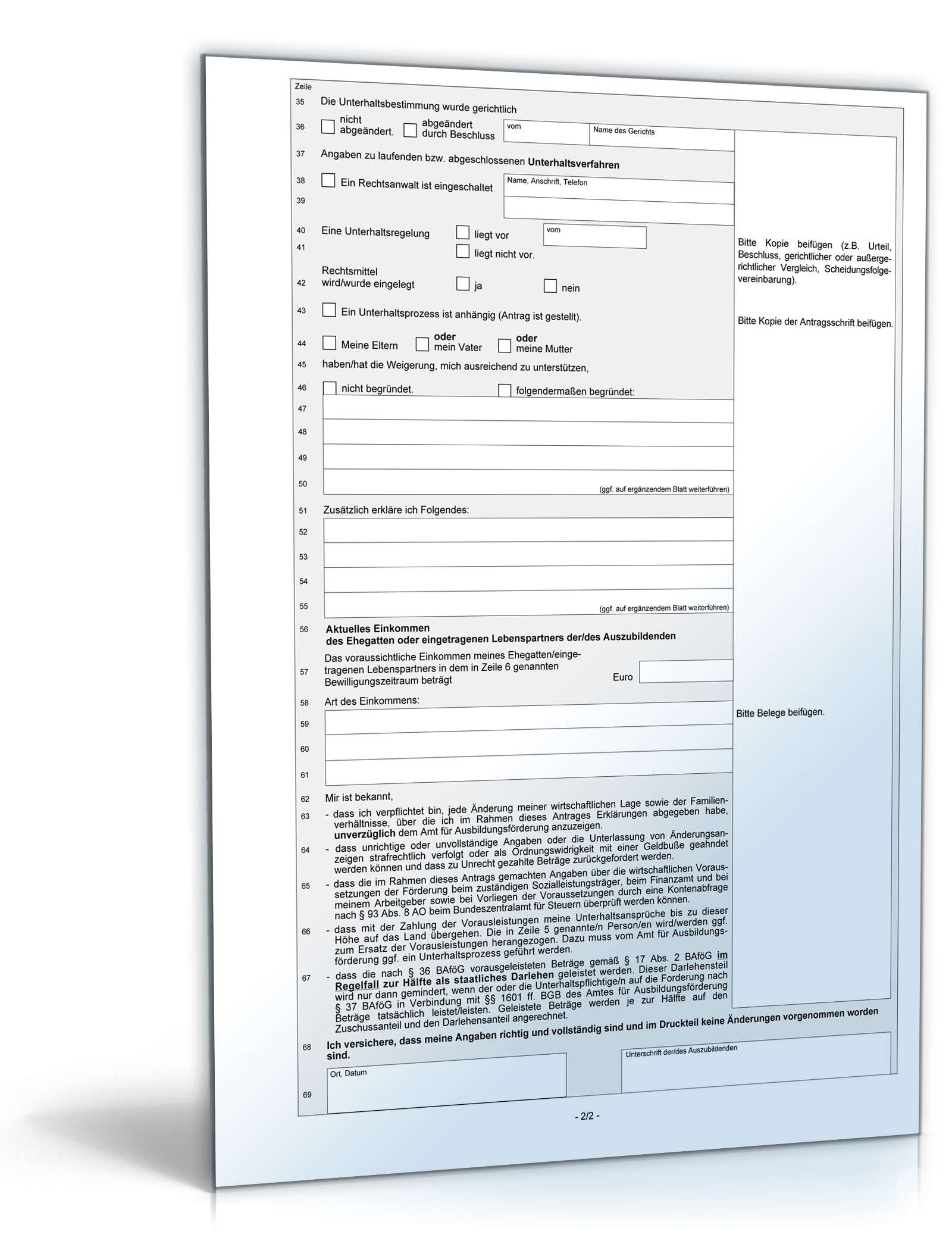 Antrag auf Vorausleistungen nach § 36 BAföG PDF. Seite: 2