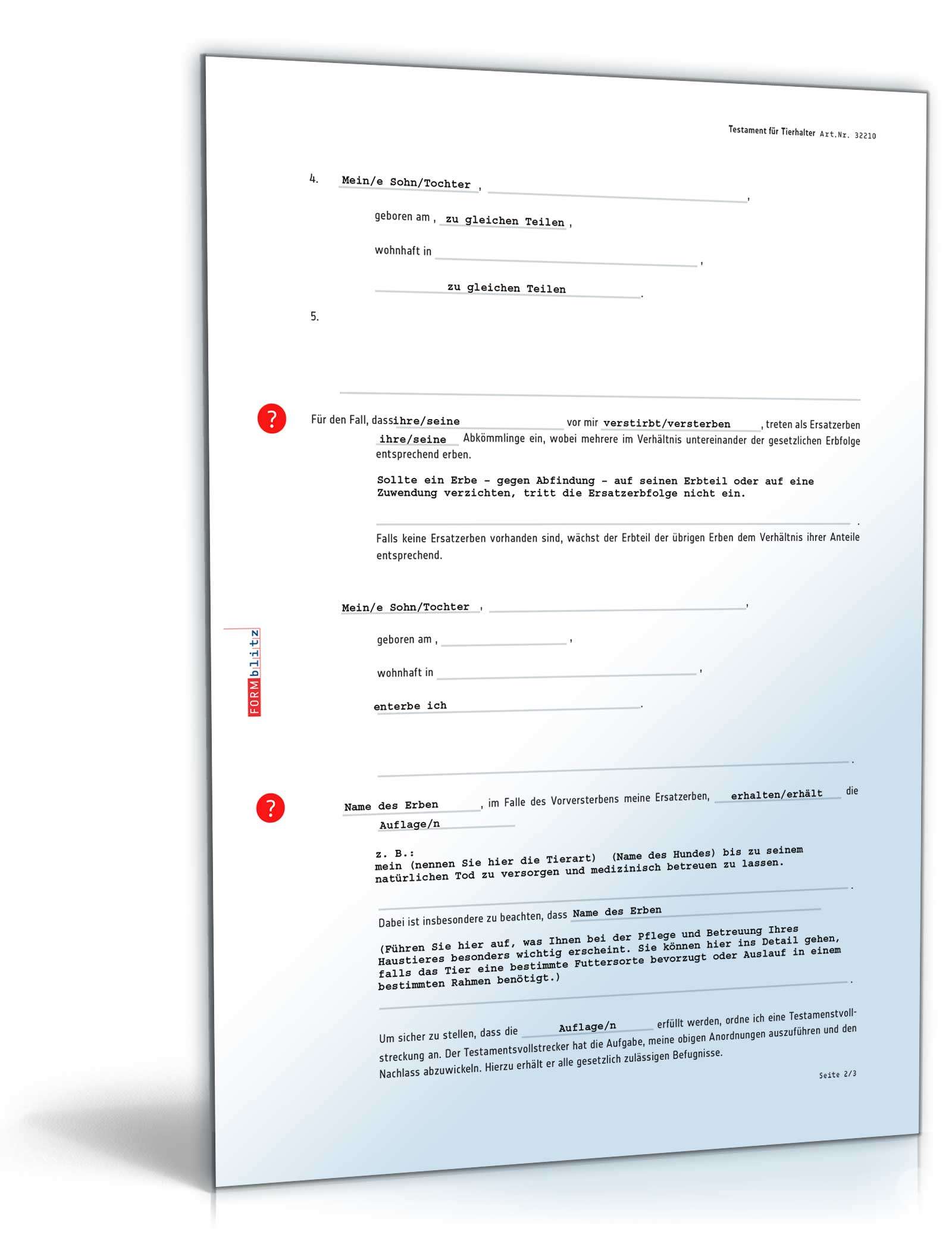 Testament für Tierhalter PDF. Seite: 2