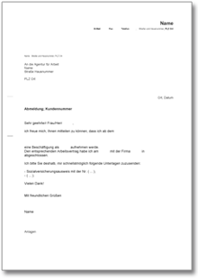 Veränderungsmitteilung Arbeitsagentur Word