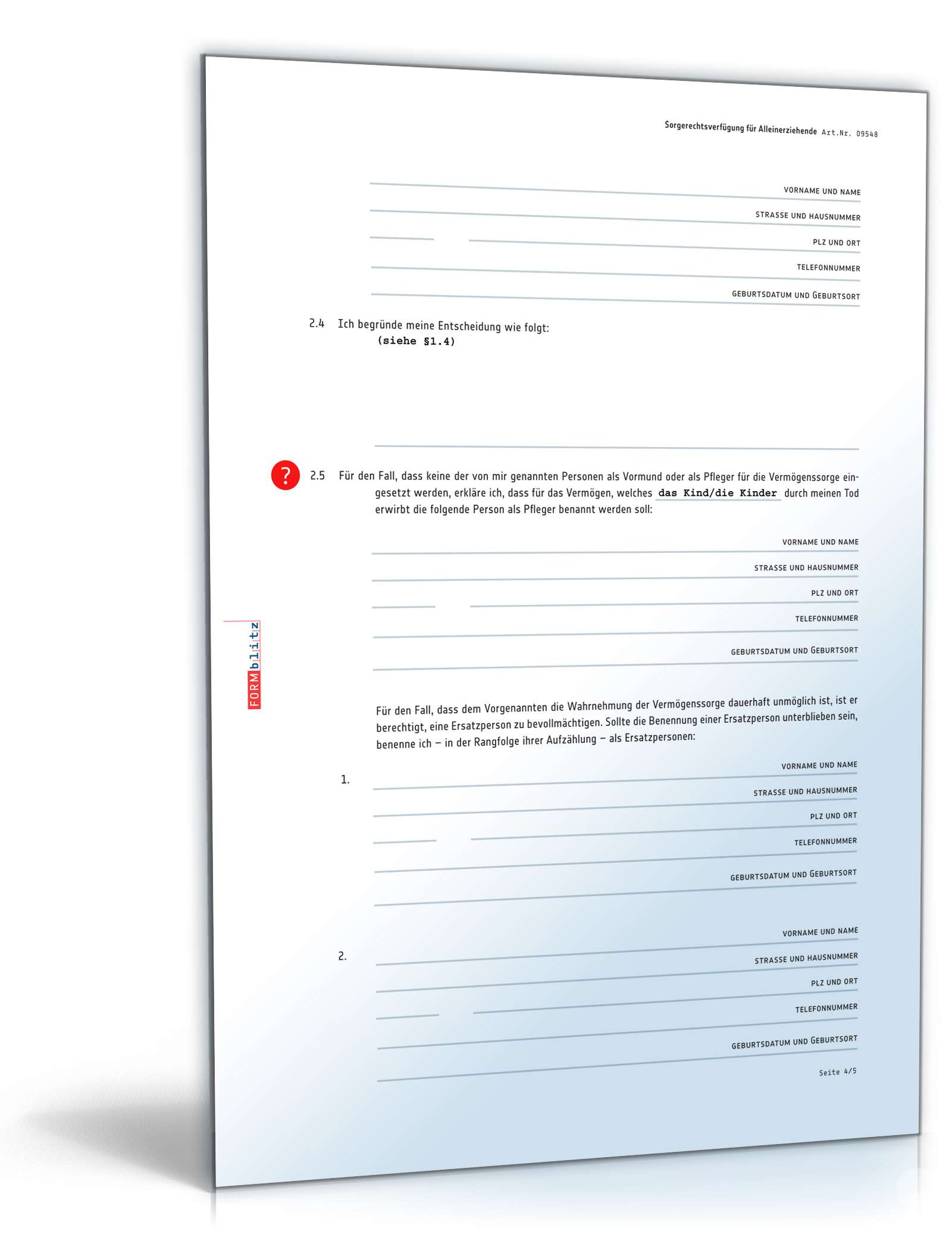 Sorgerechtsverfügung Alleinerziehende PDF. Seite: 4