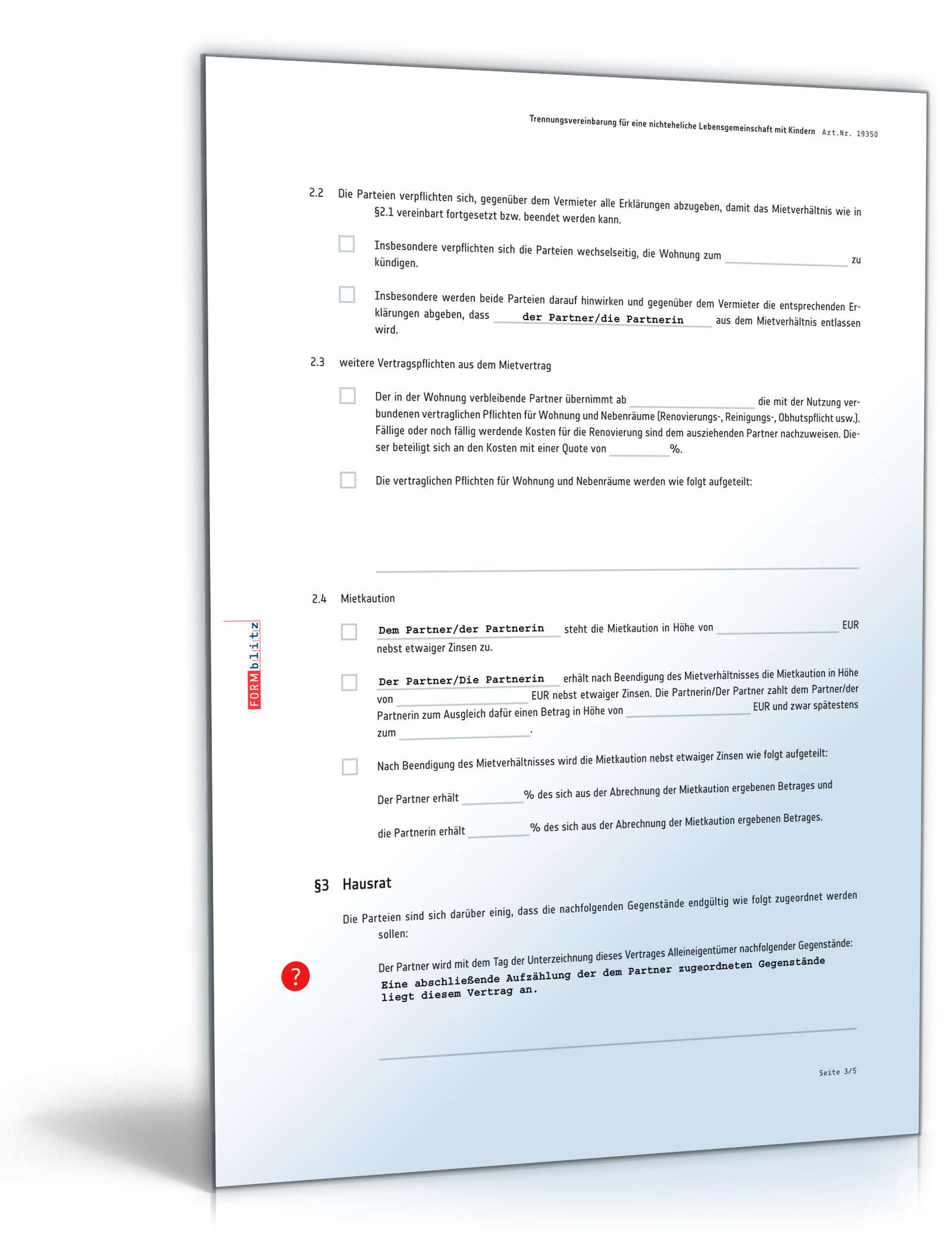 Trennungsvereinbarung mit Kindern PDF. Seite: 3