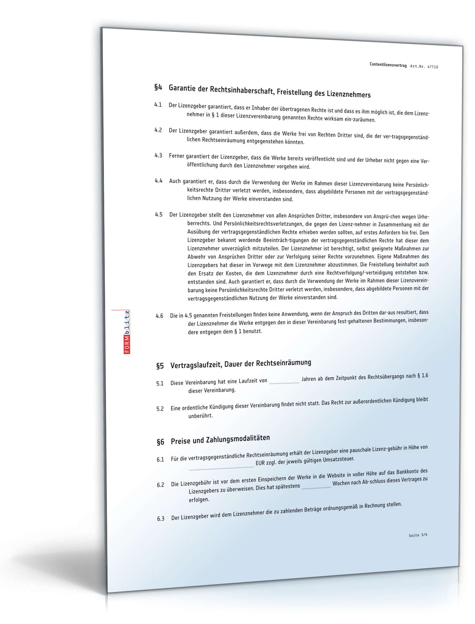 Contentlizenzvertrag Internet PDF. Seite: 3