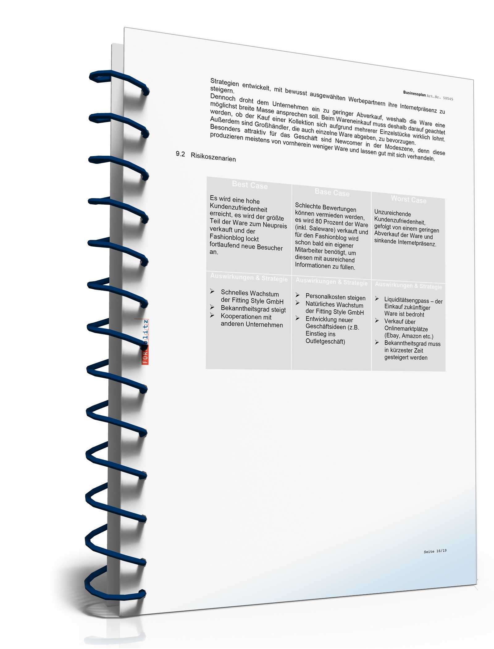 Businessplan Online-Shop für Mode Excel. Seite: 8