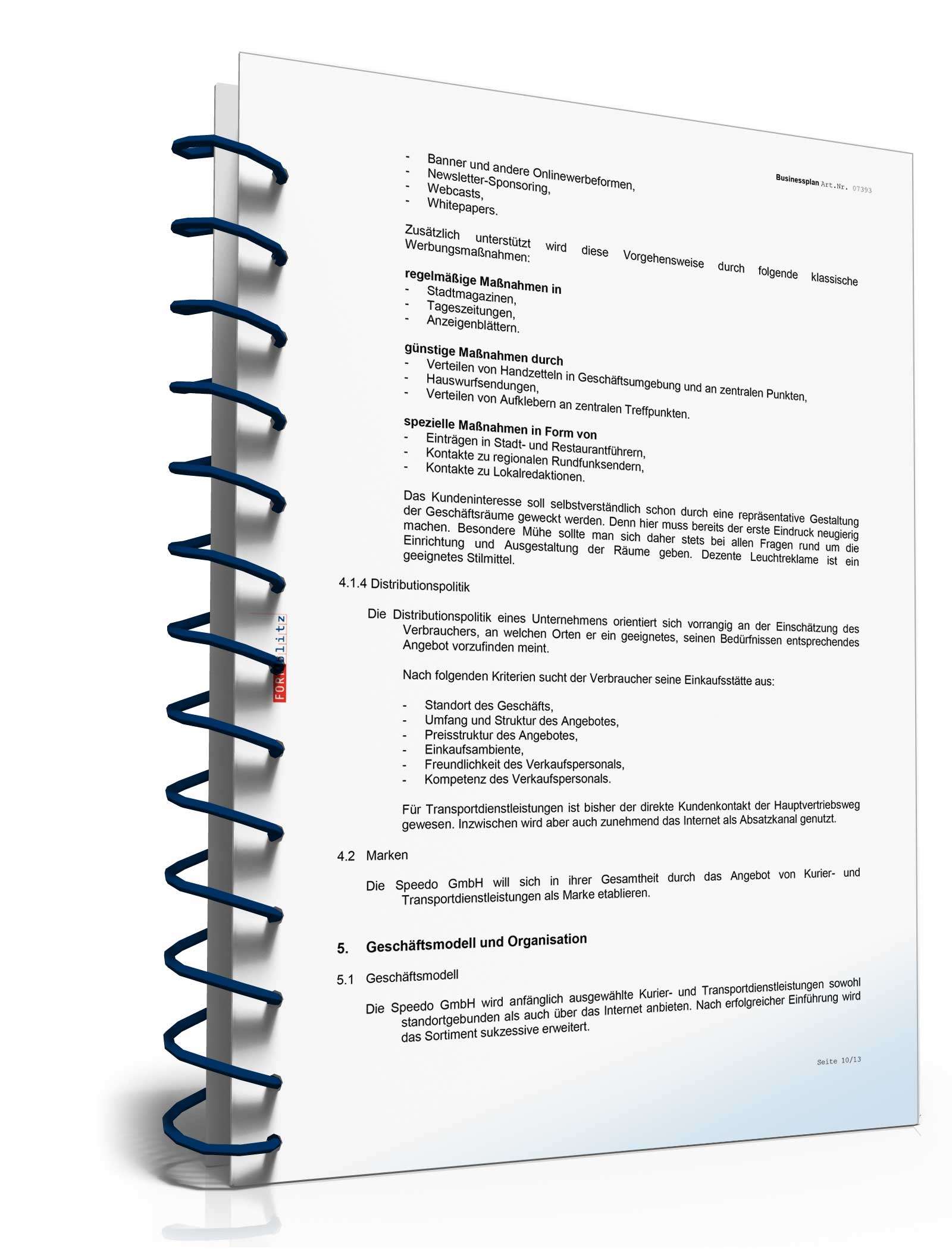 Businessplan Kurierdienst Excel. Seite: 18