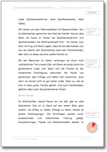 Rede Weihnachtsfeier im Sportverein Excel