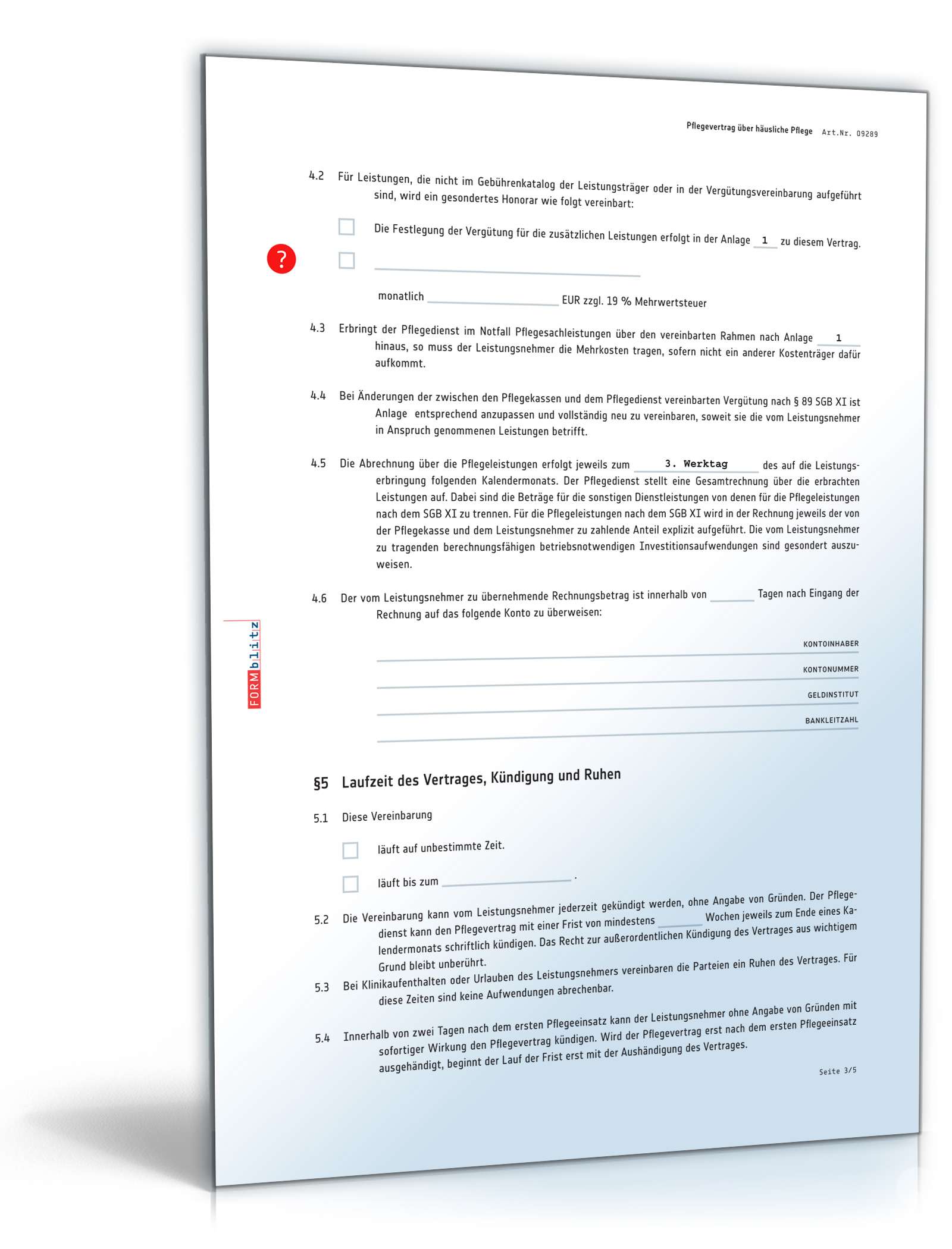 Pflegevertrag über häusliche Pflege PDF. Seite: 3