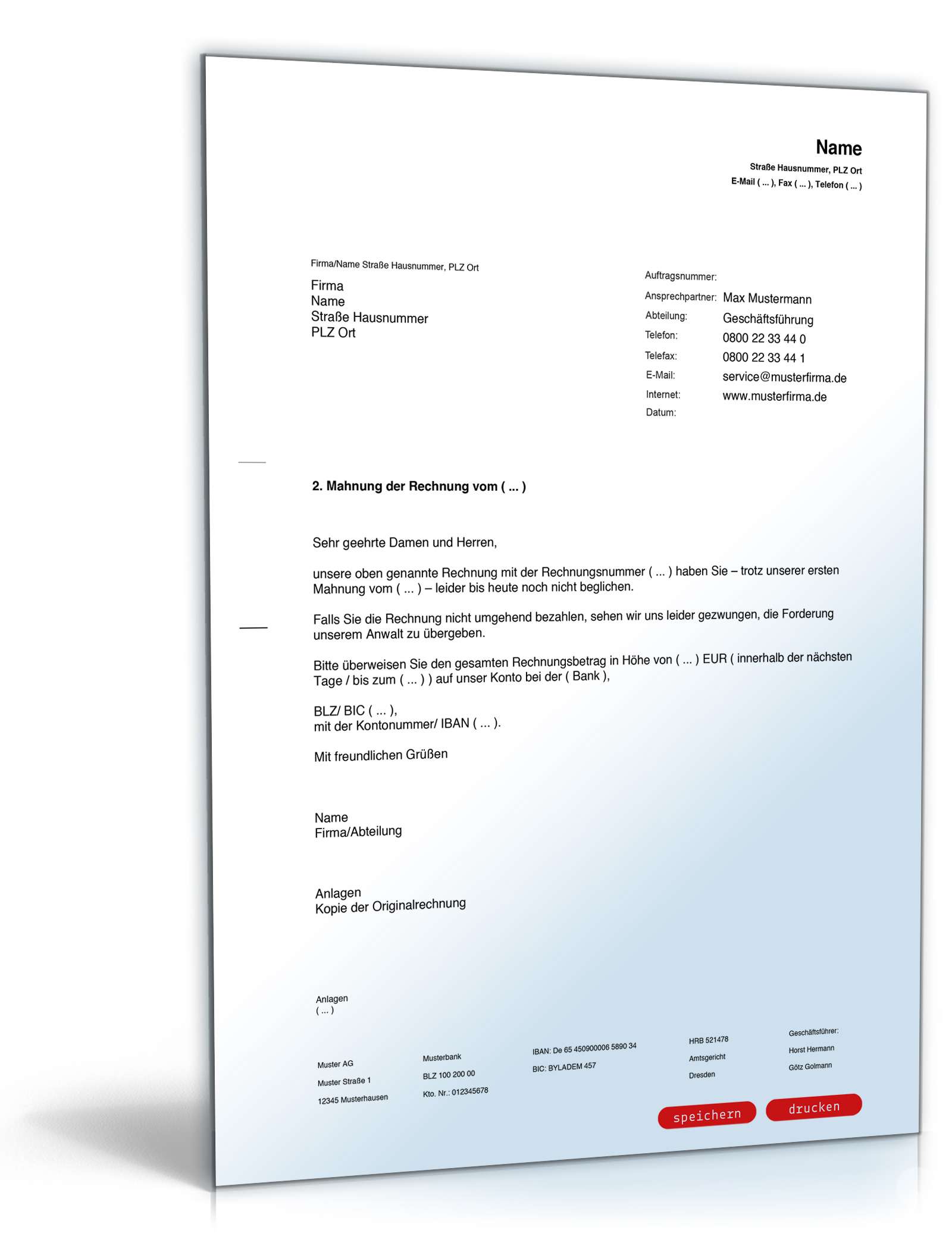 2. Mahnung mit Anwaltsdrohung PDF