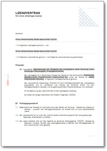 Lizenzvertrag alleinige Lizenz Word