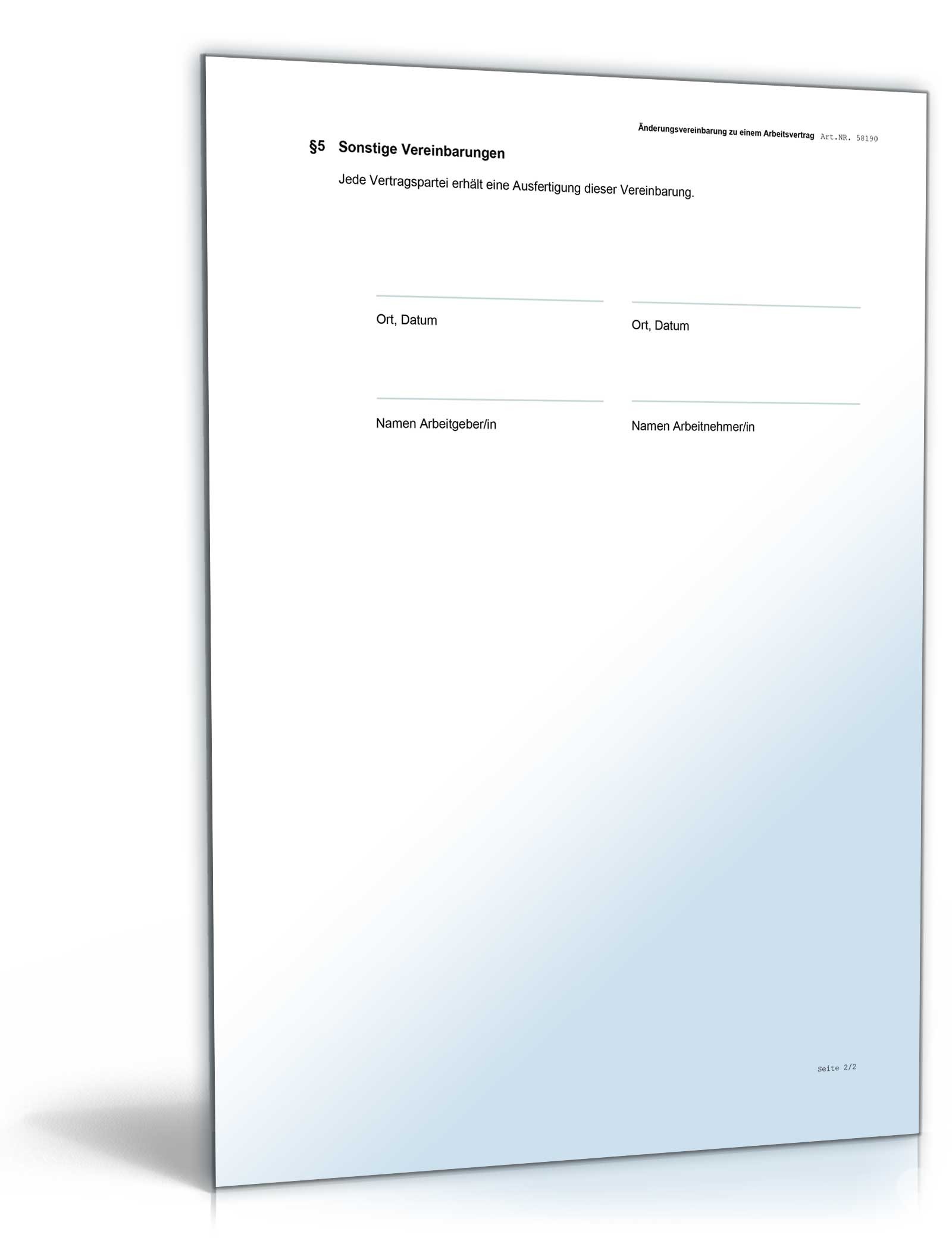 Änderungsvereinbarung mit Probezeit Word. Seite: 3