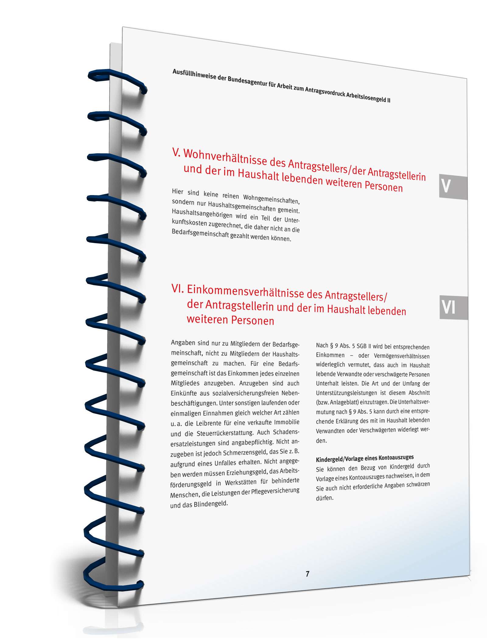 Ausfüllhinweise Antrag Bürgergeld PDF. Seite: 7