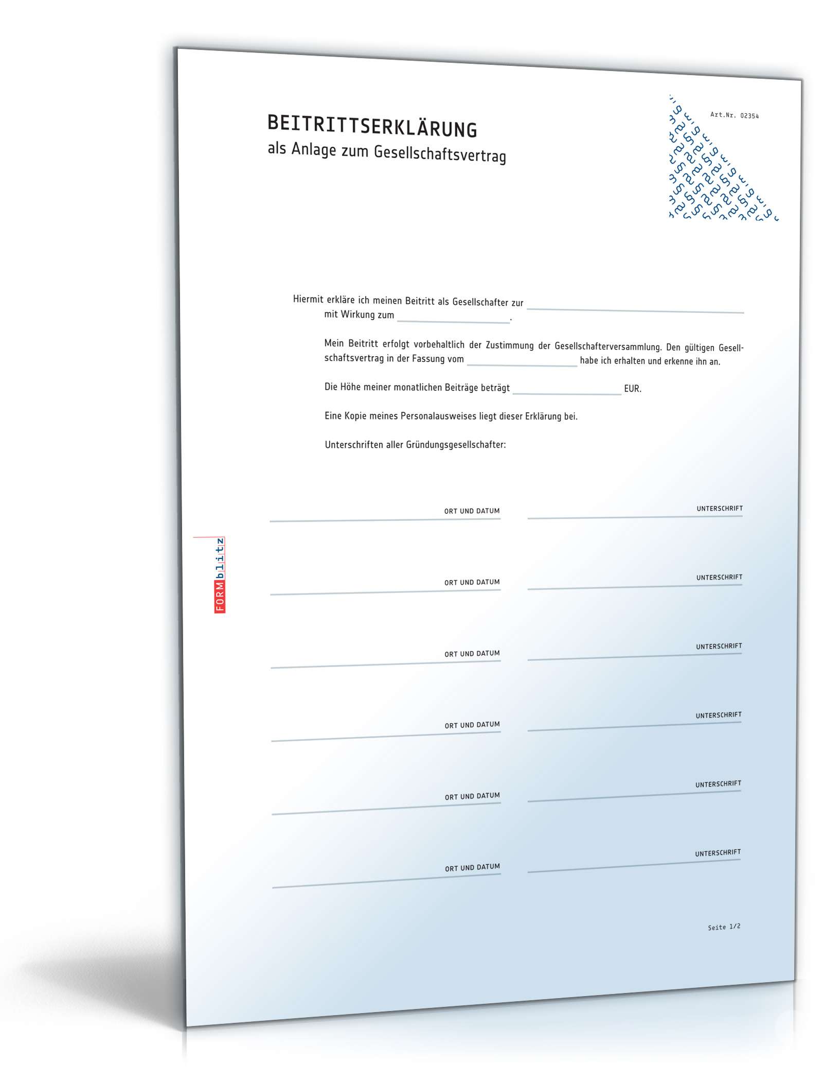 Beitrittserklärung Gesellschaft PDF