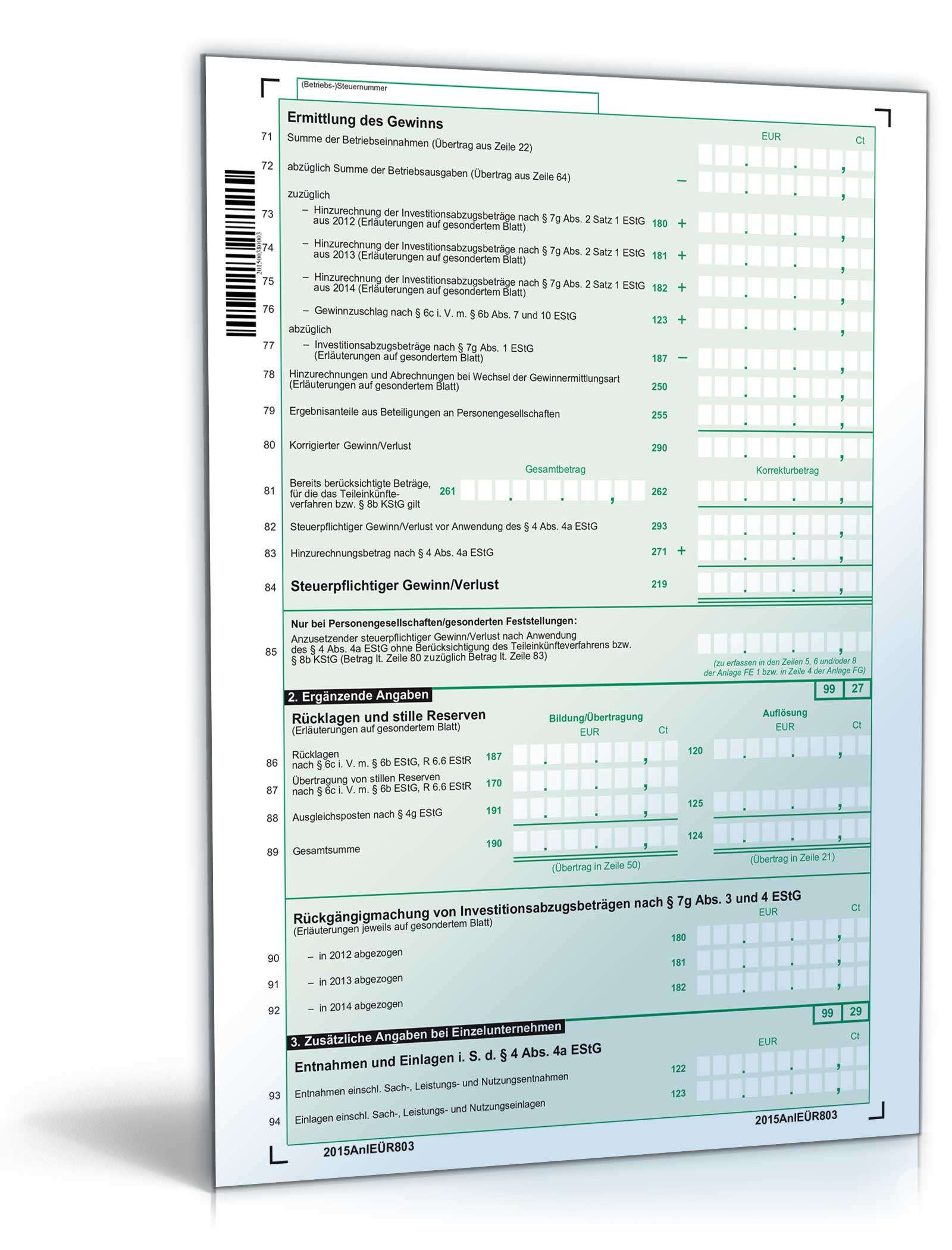 Anlage EÜR 2015 PDF. Seite: 3