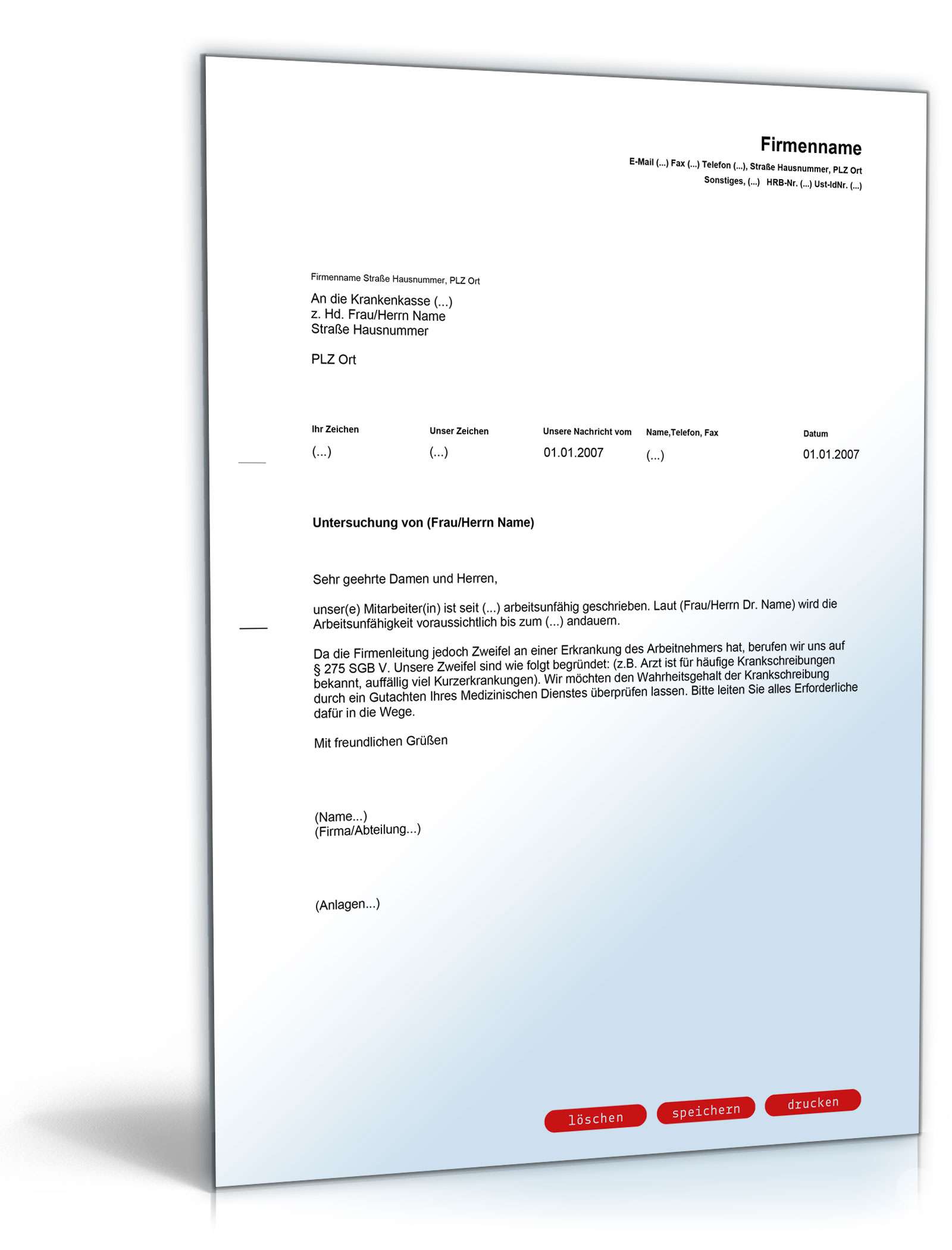 Aufforderung Untersuchung durch Medizinischen Dienst PDF