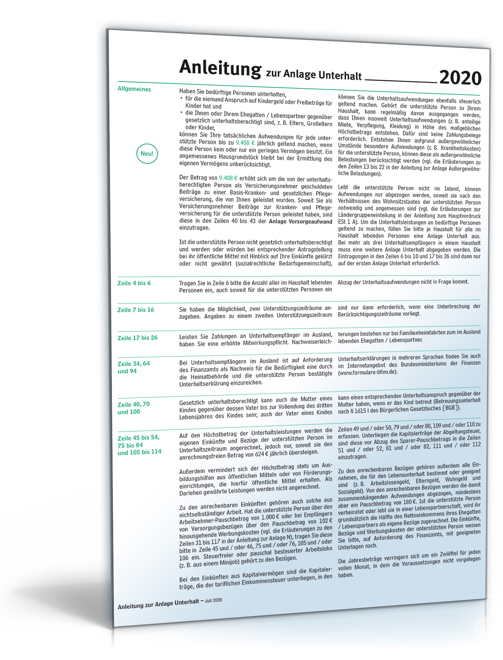 Anleitung Anlage Unterhalt 2020 PDF