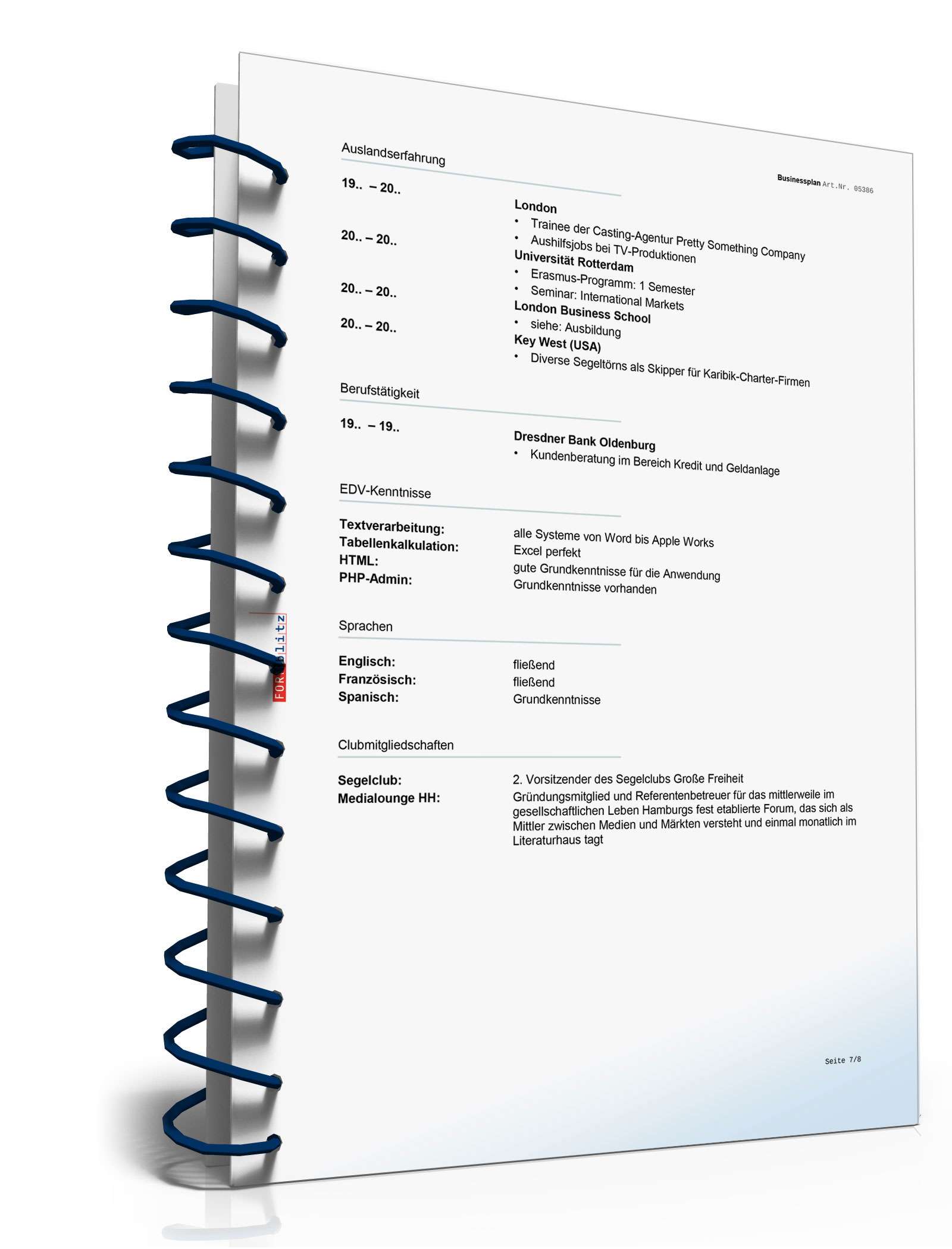 Businessplan und Ratgeber für eine Unternehmensgründung Excel. Seite: 11