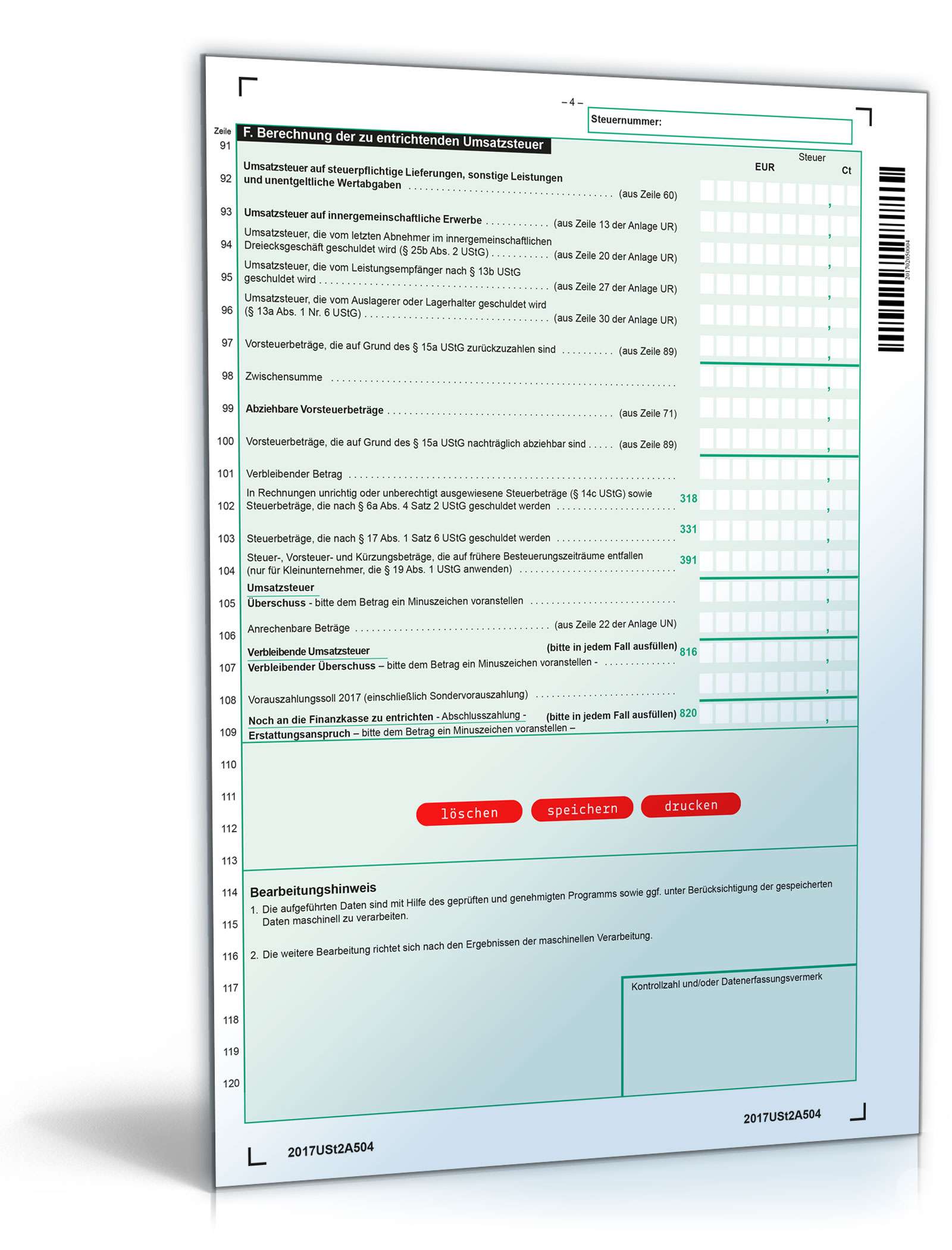 Umsatzsteuererklärung 2017 PDF. Seite: 4