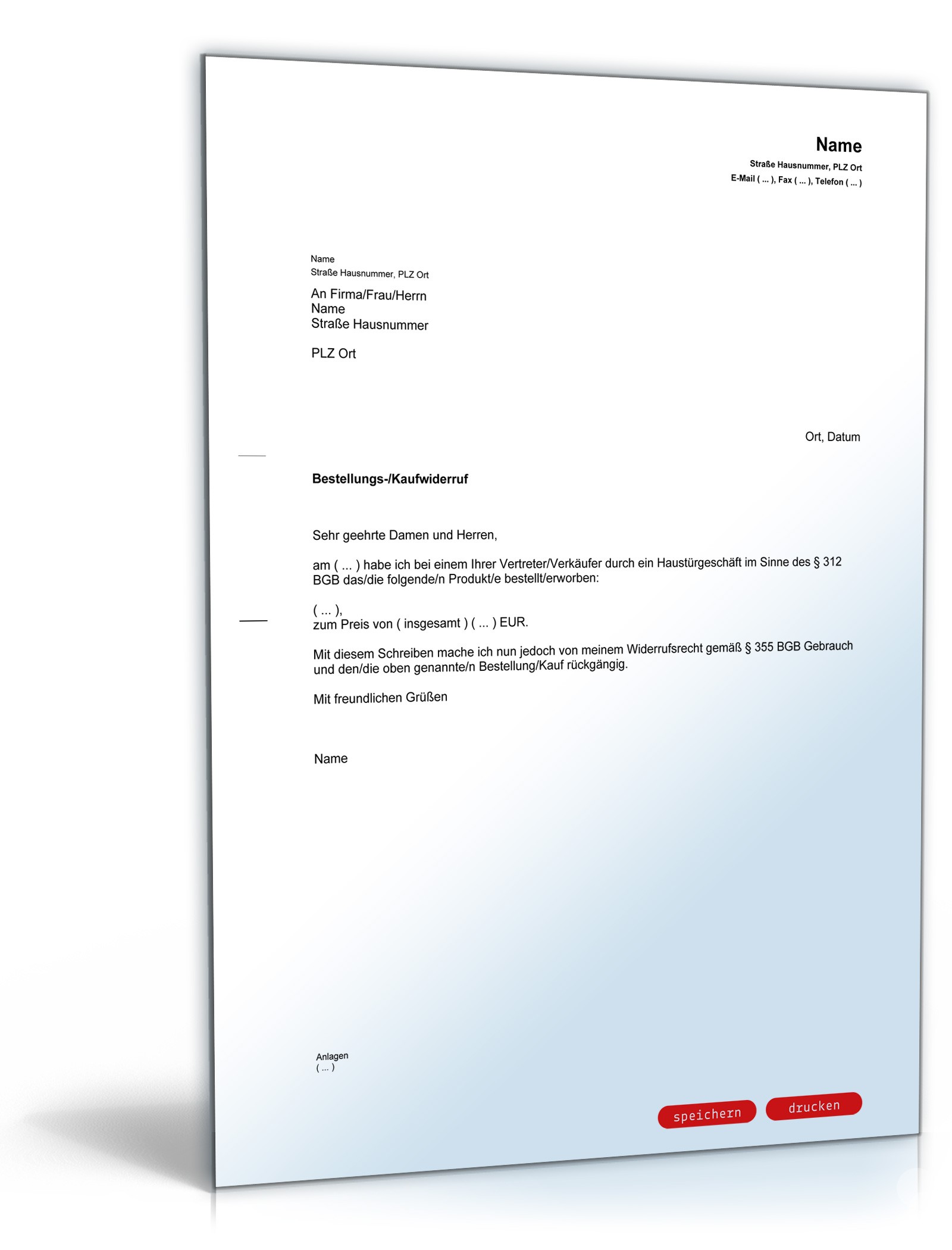 Widerruf eines Haustürgeschäfts PDF