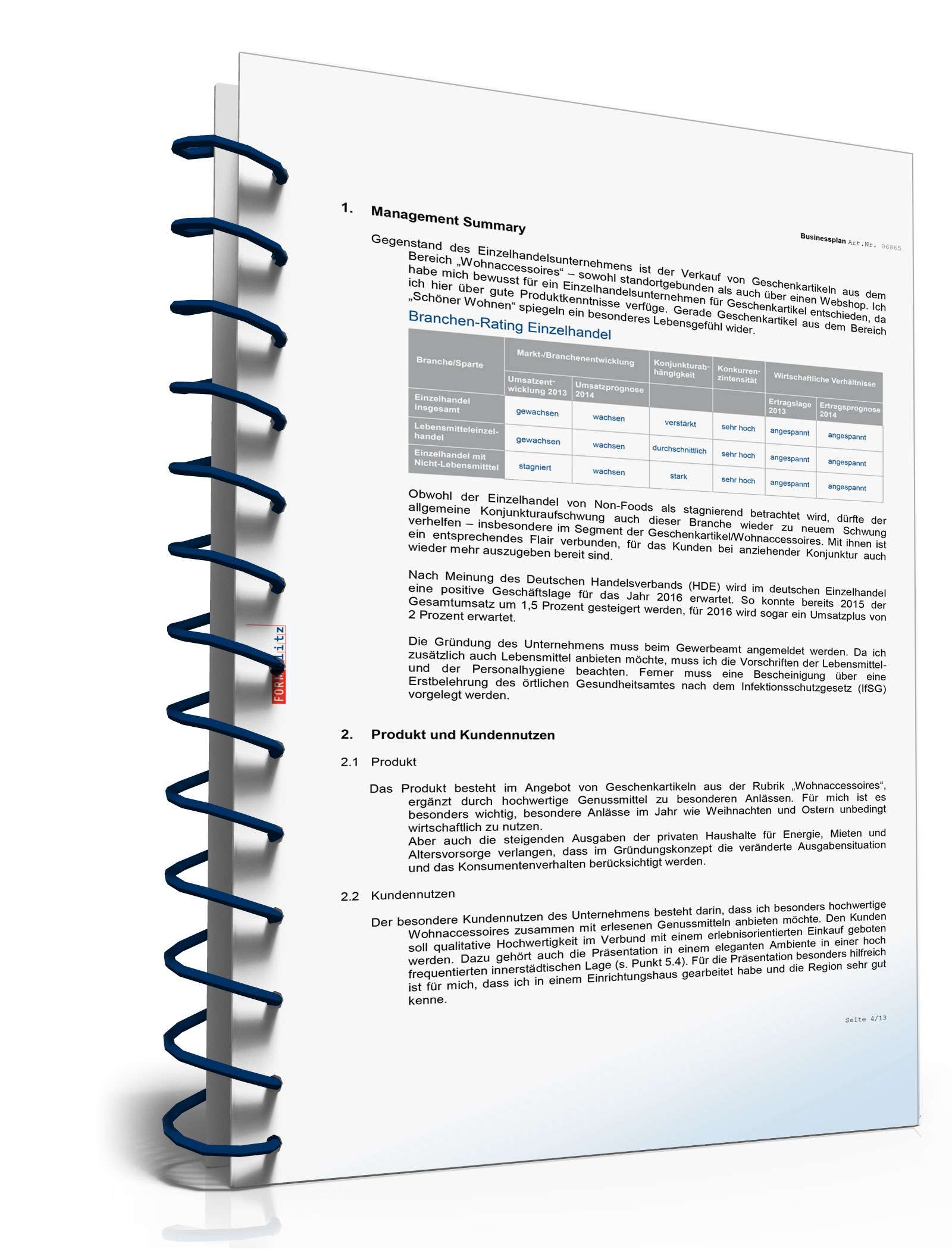 Businessplan Geschenkeladen Excel. Seite: 3