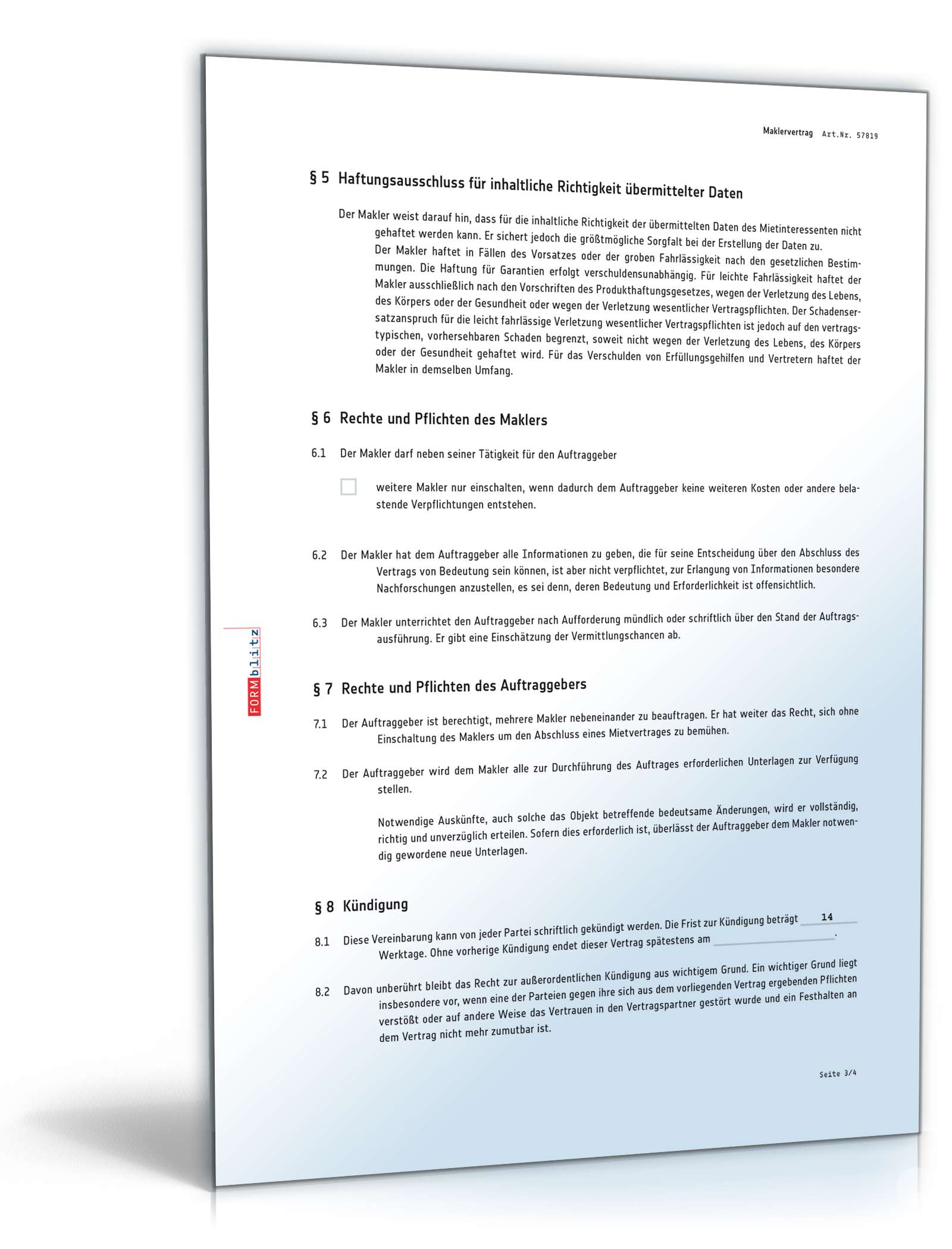 Maklervertrag Suchauftrag Mieter PDF. Seite: 3