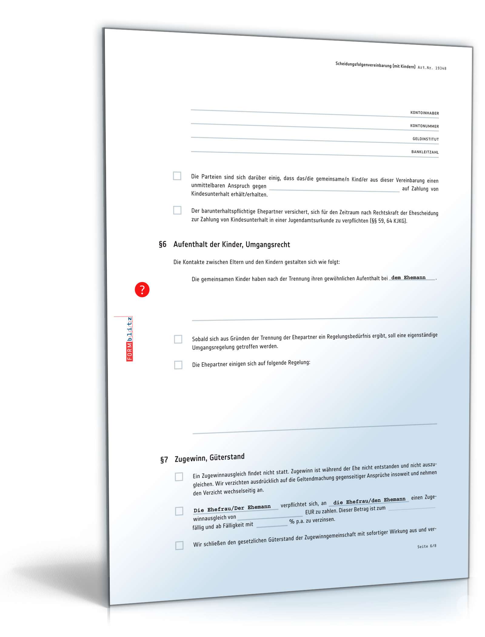 Scheidungsfolgenvereinbarung Eheleute mit Kinder PDF. Seite: 6