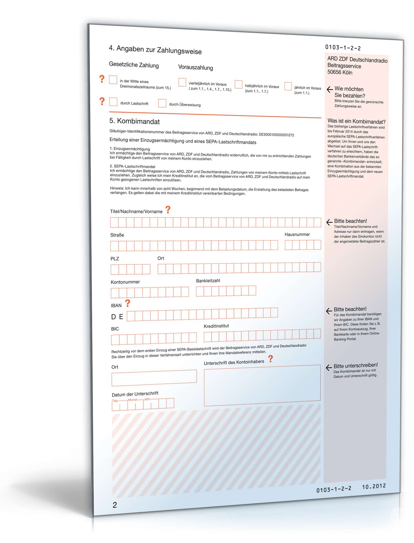 Rundfunkbeitrag Anmeldung privat PDF. Seite: 2