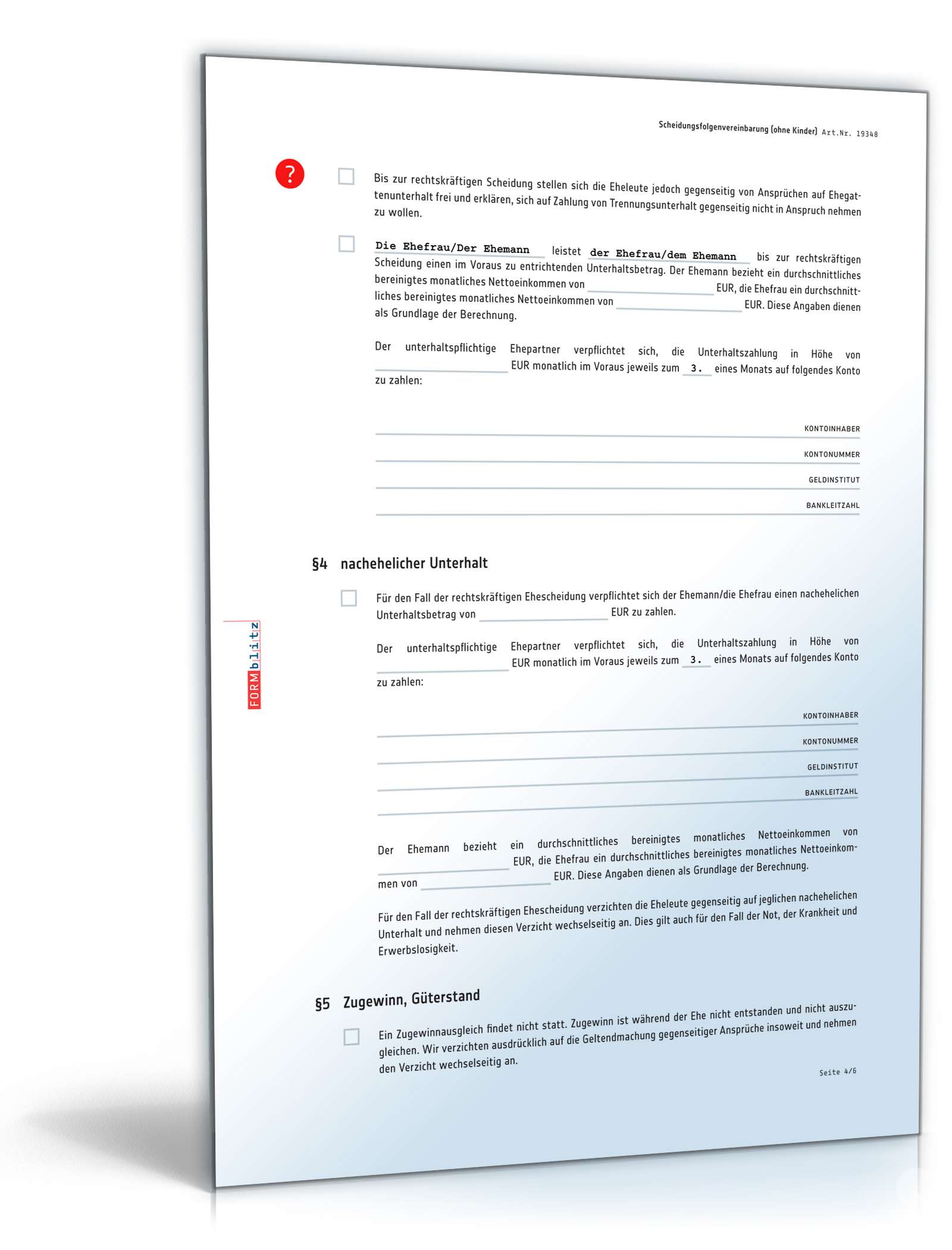 Scheidungsfolgenvereinbarung Eheleute ohne Kinder PDF. Seite: 4