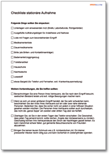 Checkliste stationäre Aufnahme Word