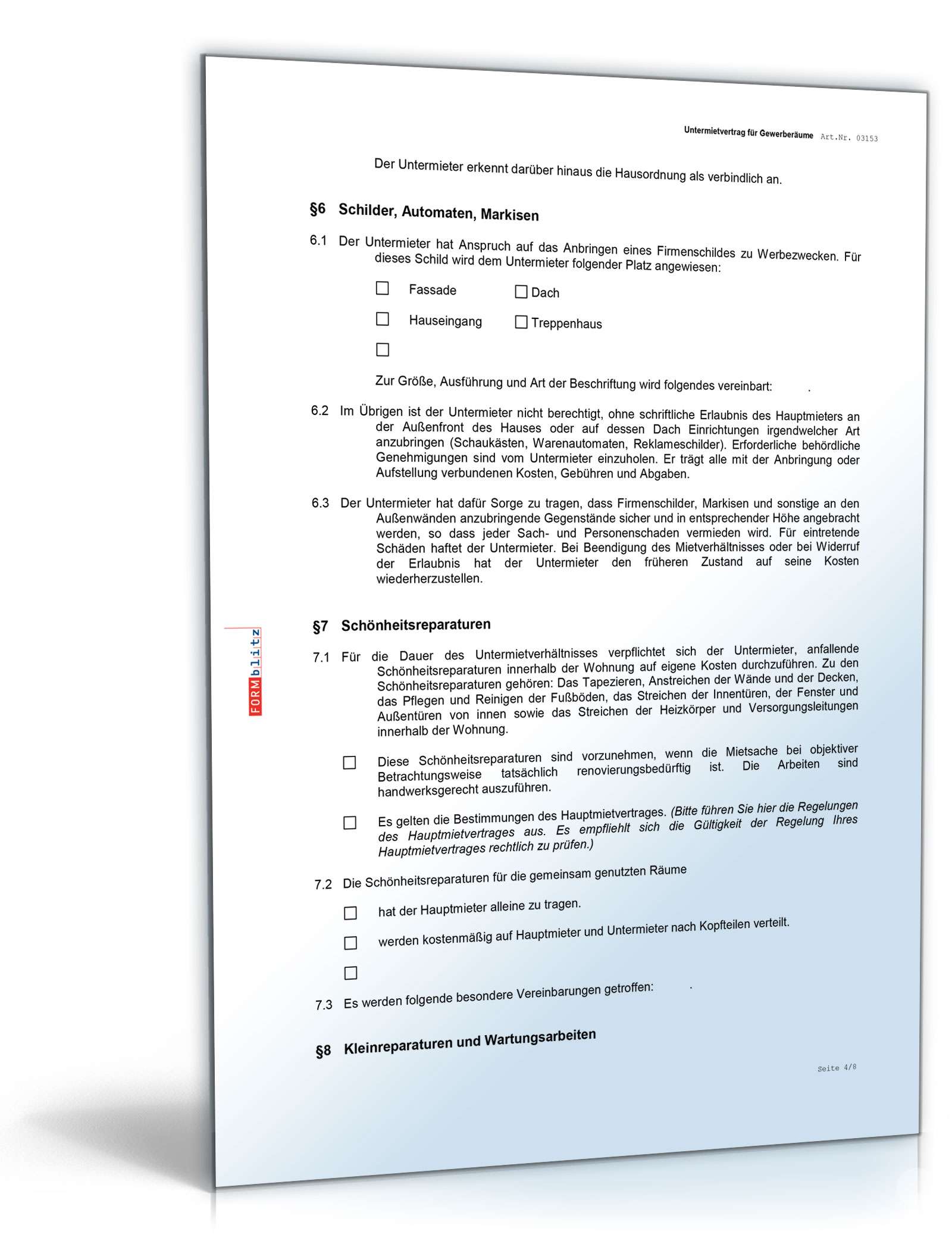 Vorteilspaket Untermietvertrag Gewerberäume Excel. Seite: 6