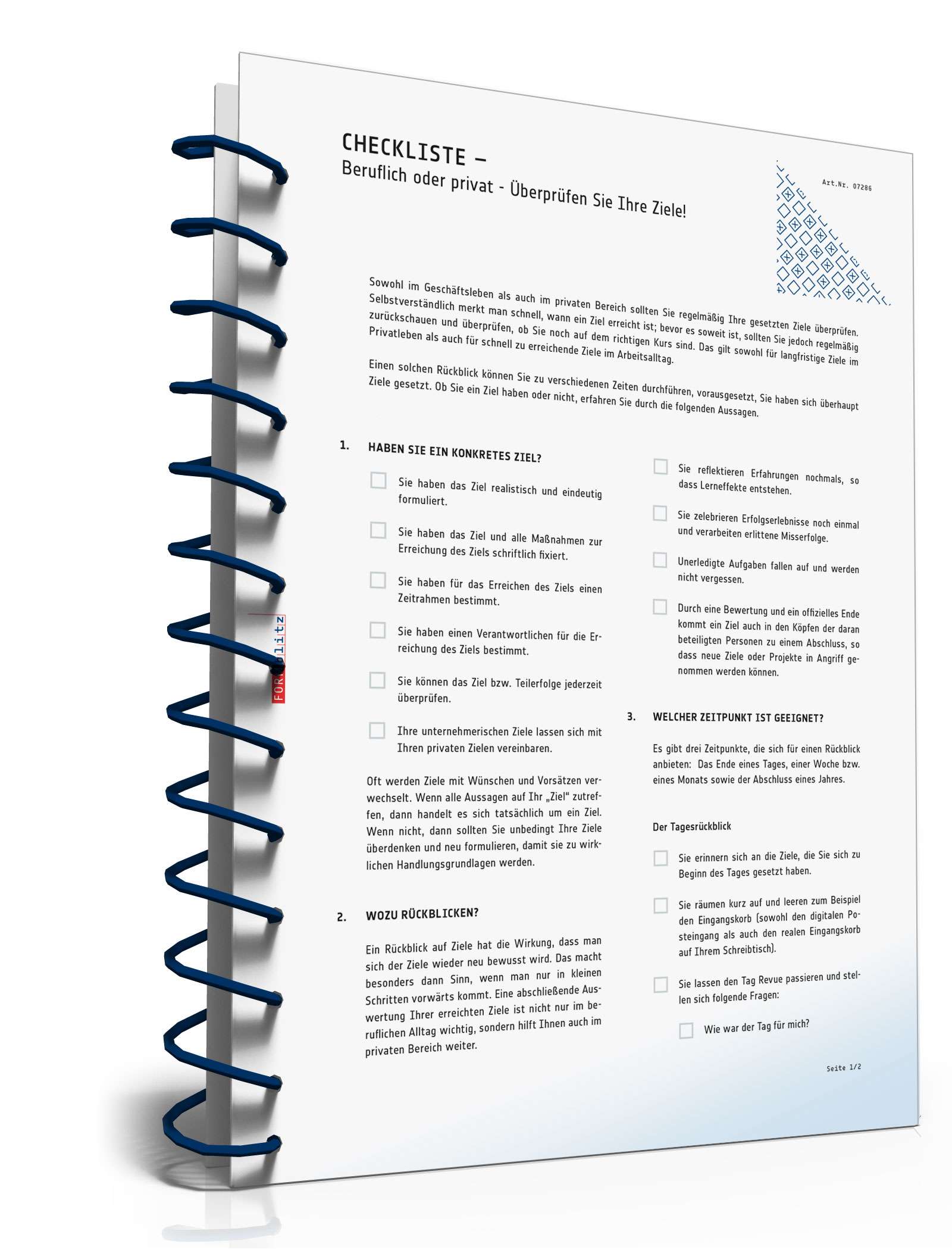 Checkliste Ziele beruflich/privat PDF