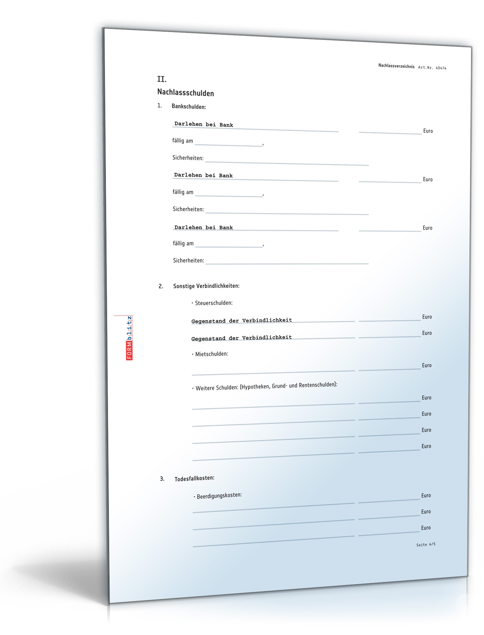 Nachlassverzeichnis Erbfall PDF. Seite: 4