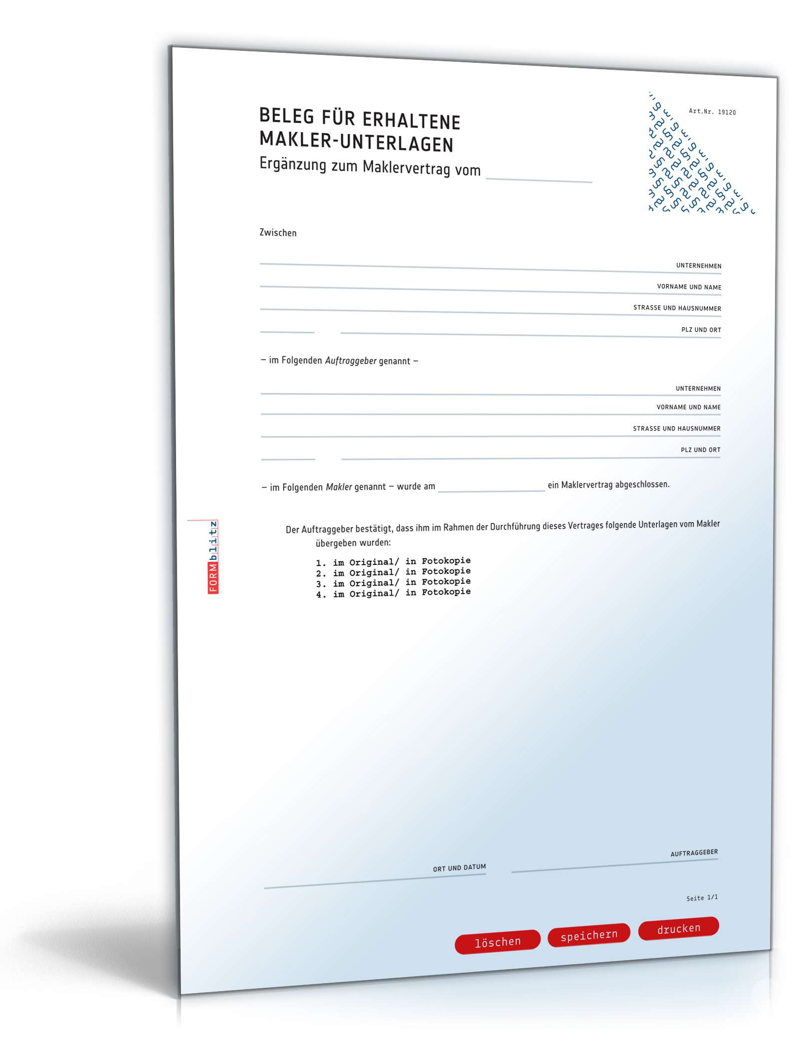 Quittung Maklerunterlagen PDF