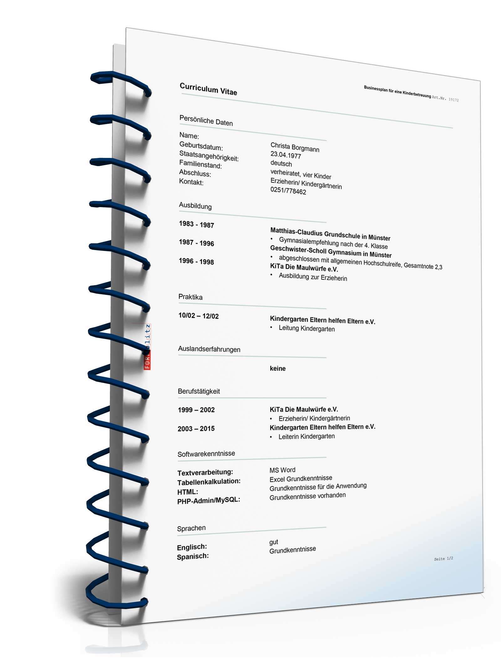 Businessplan Kinderbetreuung Excel. Seite: 18