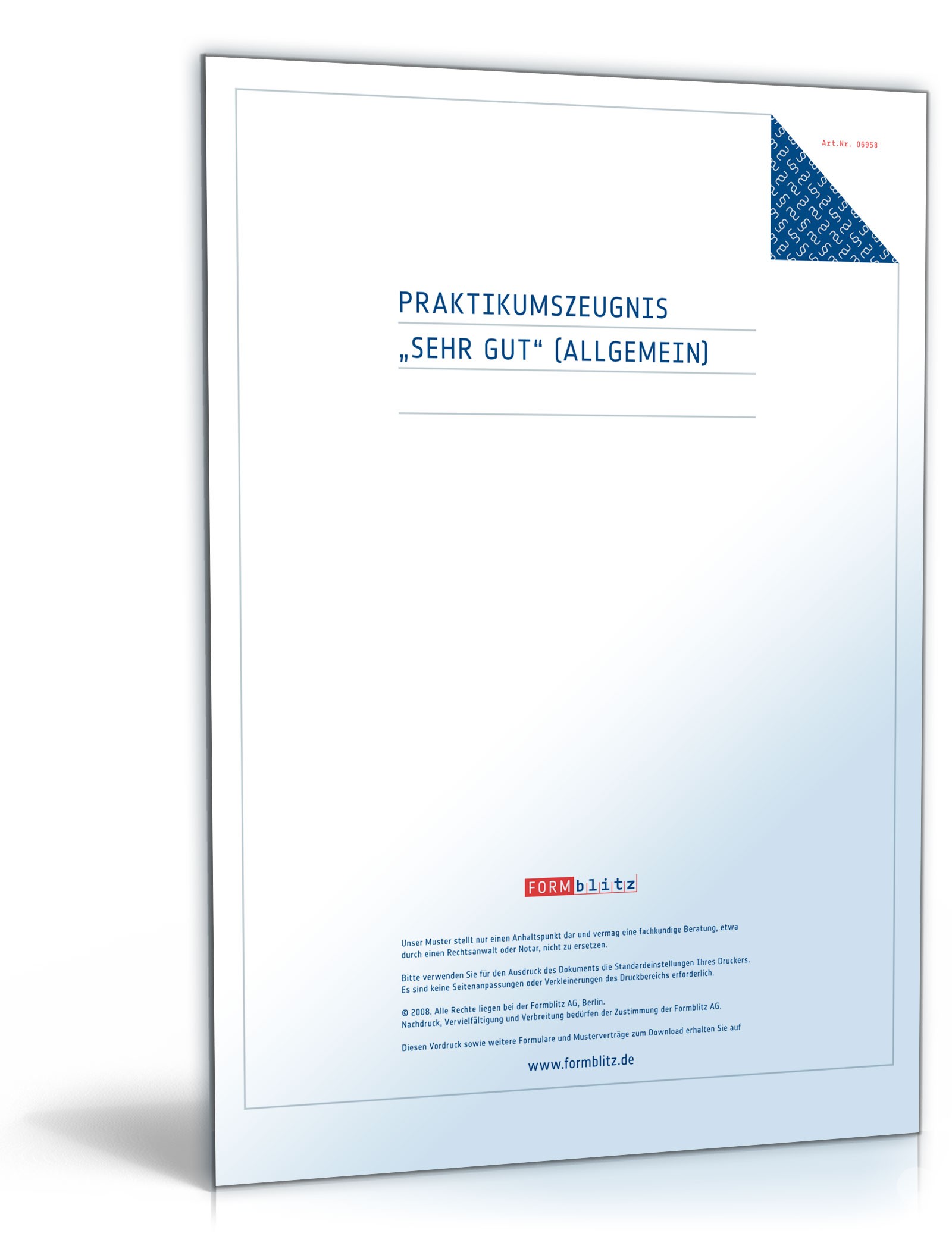 Praktikumszeugnis-Paket Allgemein Note Eins bis Vier Excel. Seite: 2