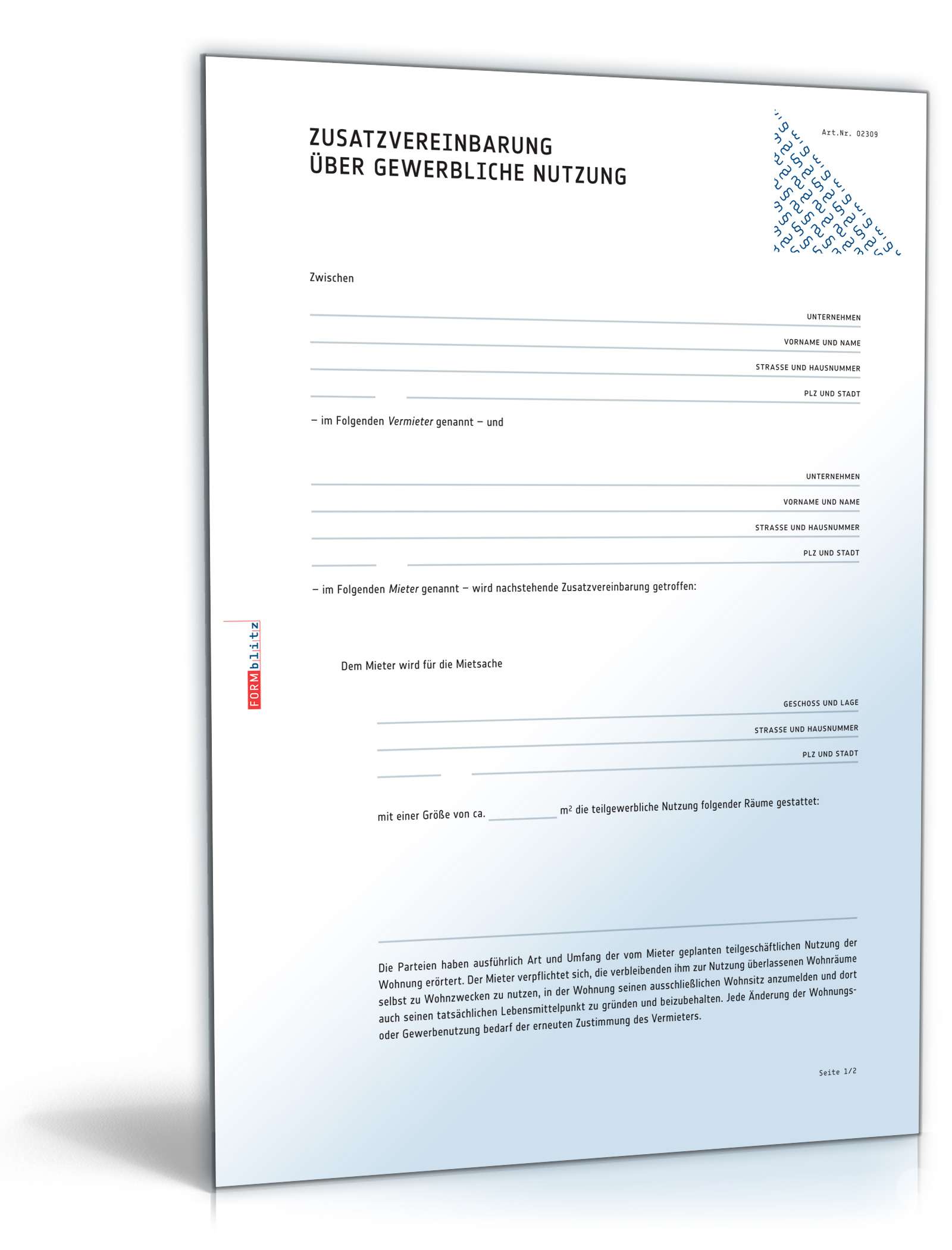 Zusatzvereinbarung Mietwohnung PDF