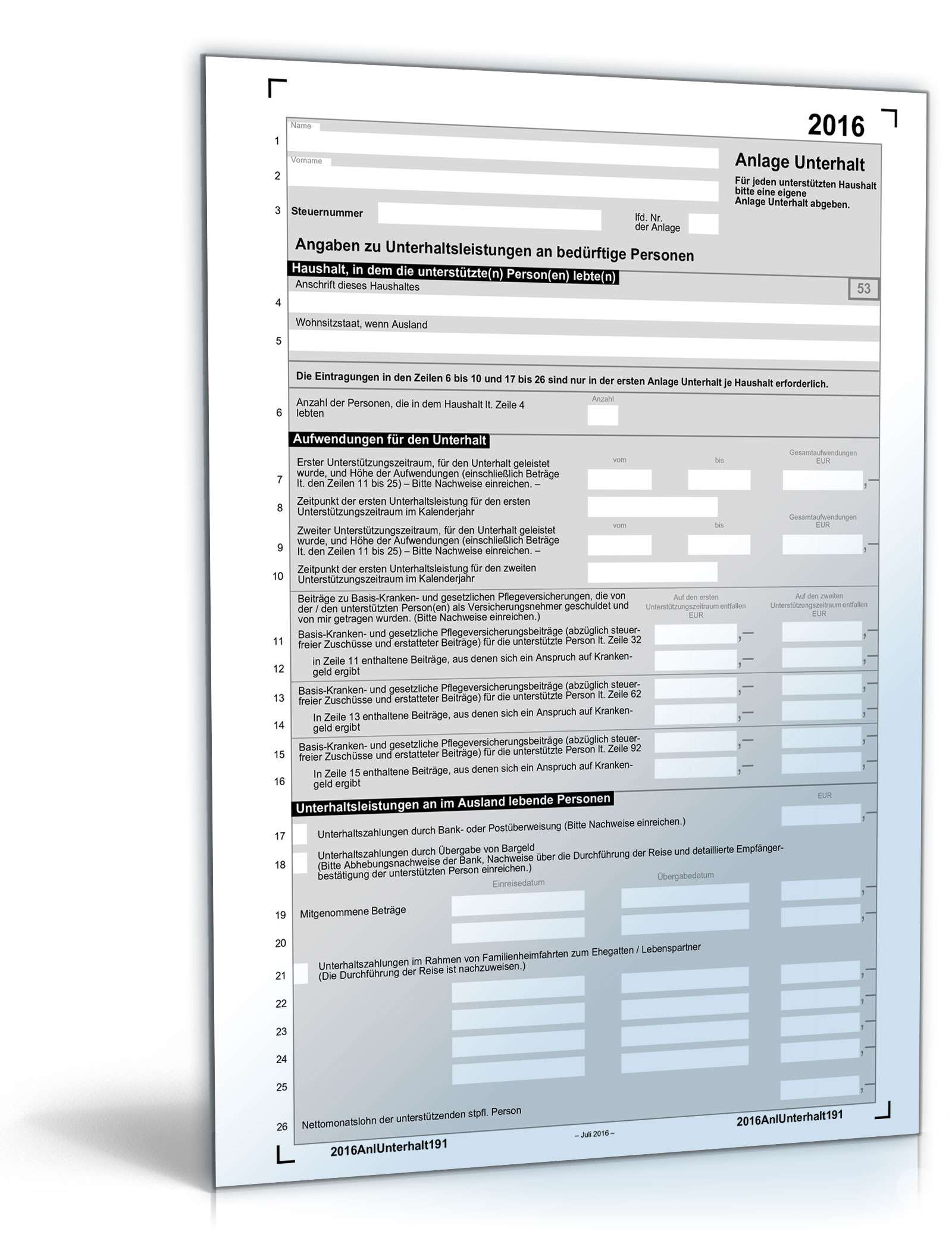 Anlage Unterhalt 2016 PDF
