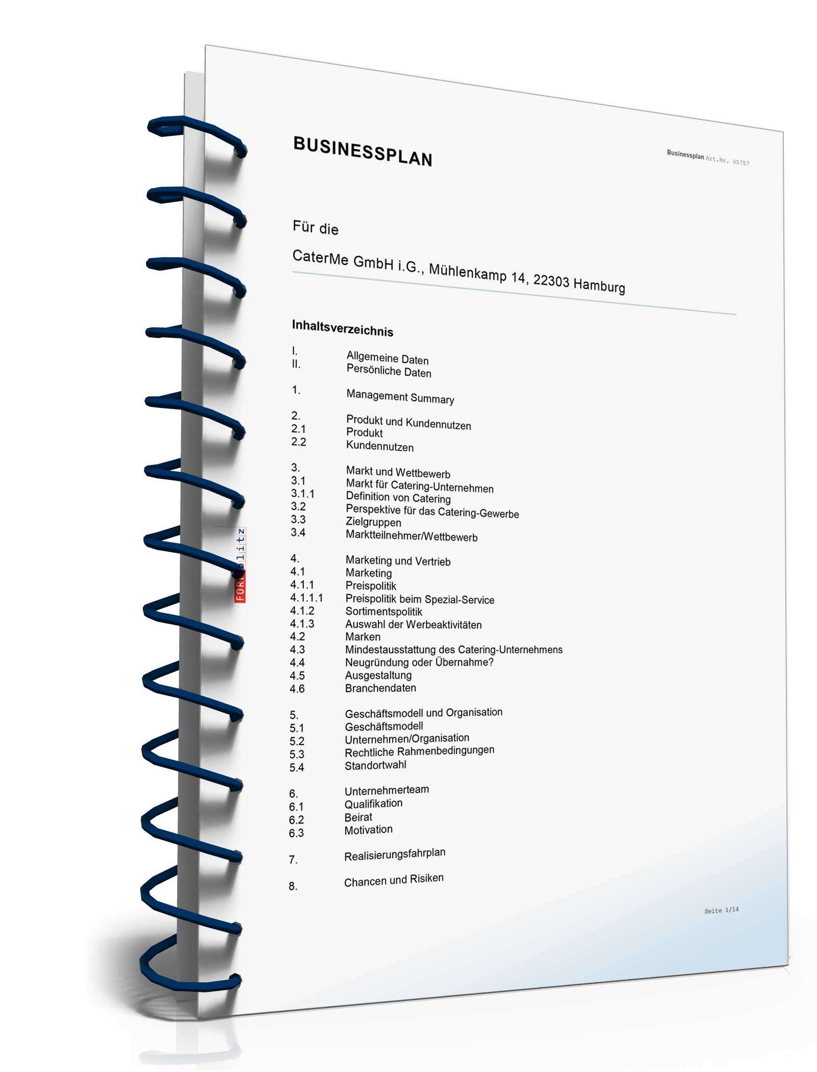 Businessplan Catering-Service Excel. Seite: 3