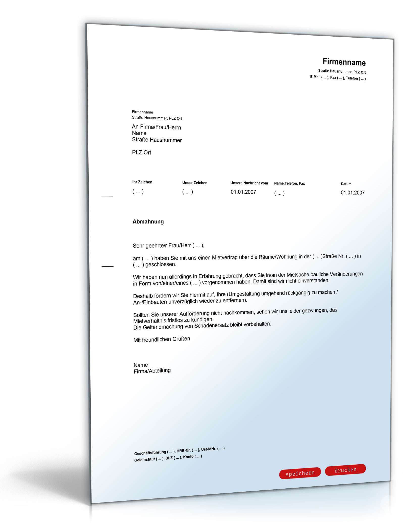 Abmahnung ungenehmigte bauliche Veränderungen PDF