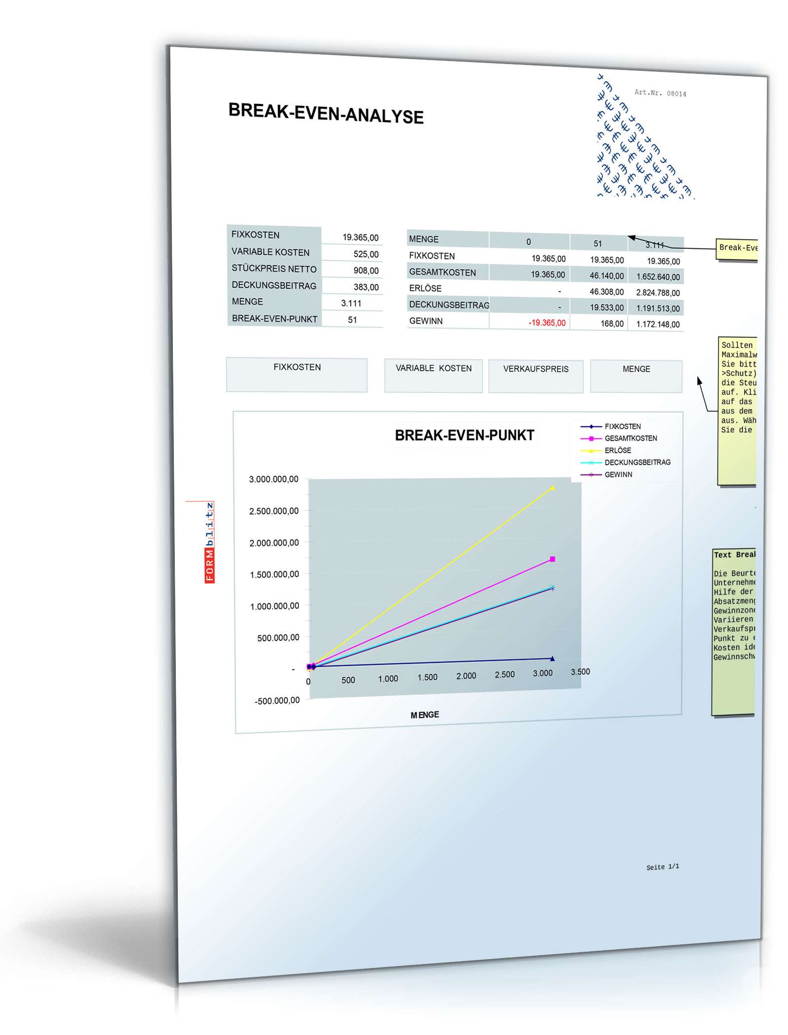 Break-Even-Analyse Excel. Seite: 2