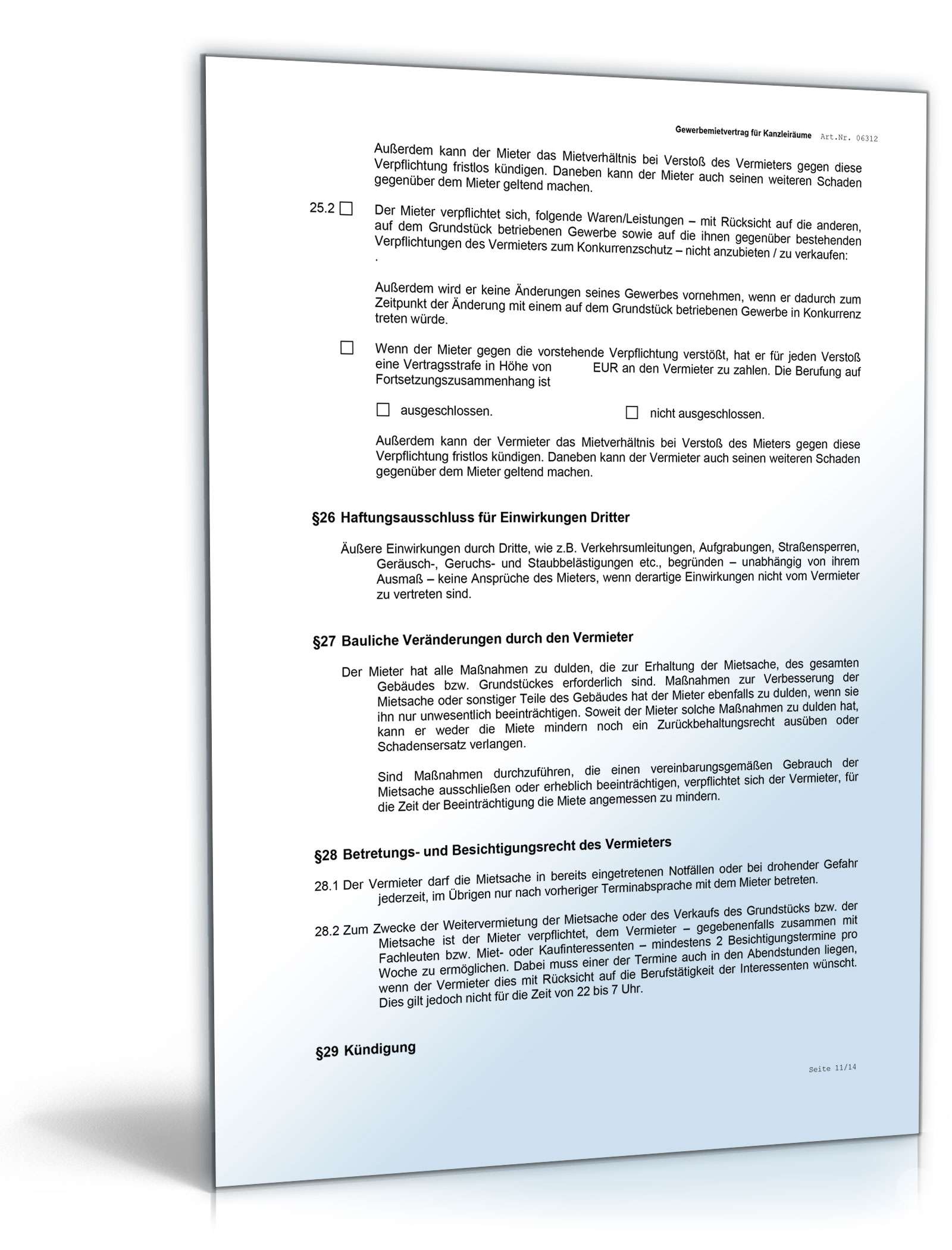 Gewerbemietvertrag Kanzleiräume Word. Seite: 11