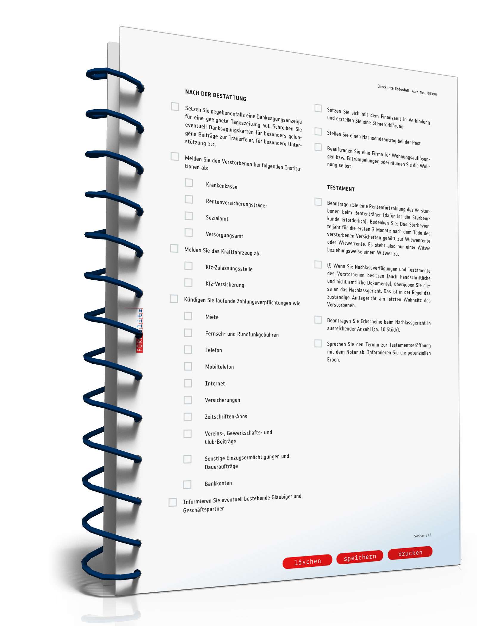 Checkliste Trauerfall PDF. Seite: 3