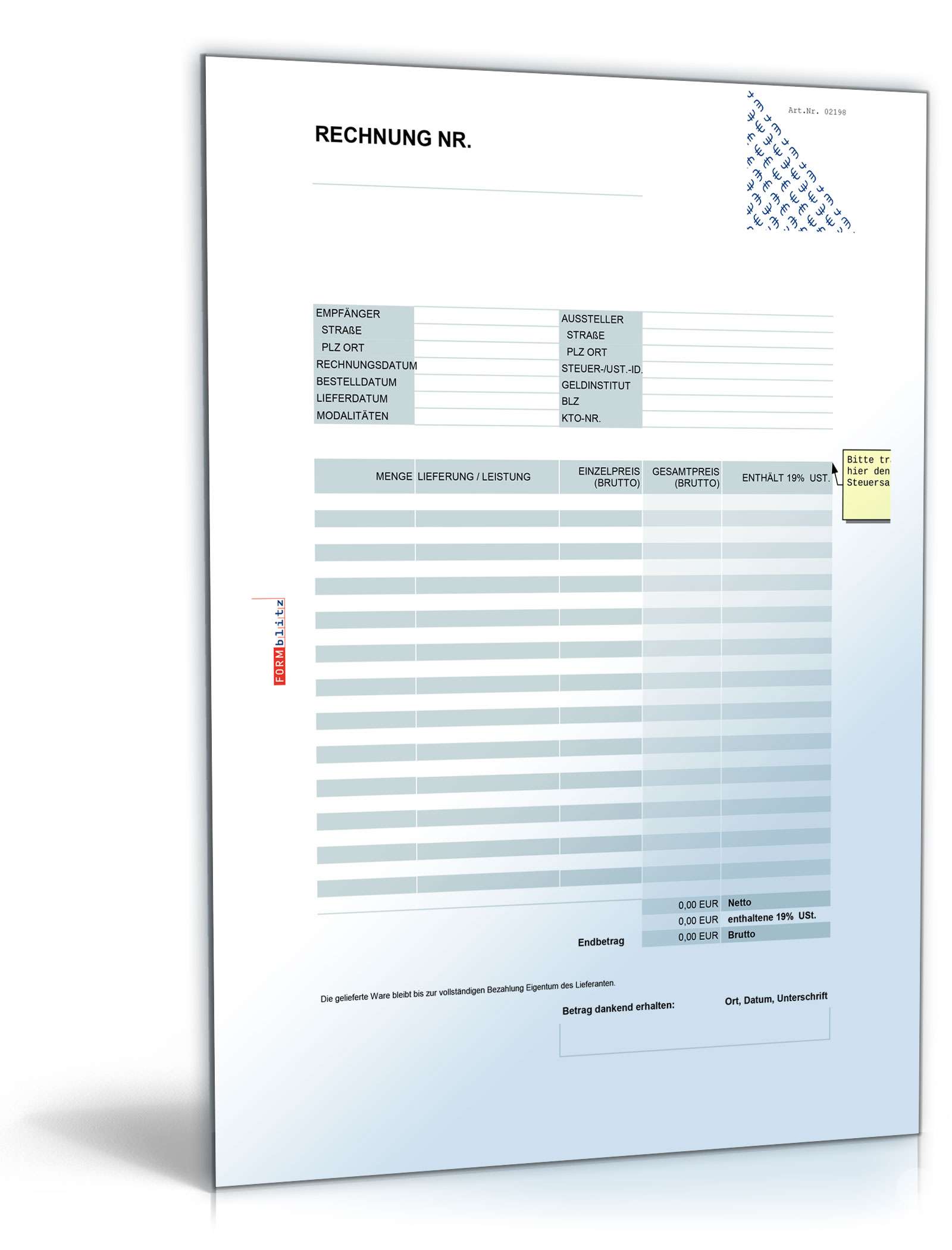 8 verschiedene Rechnungsvorlagen als Excel-Tabelle Excel. Seite: 5