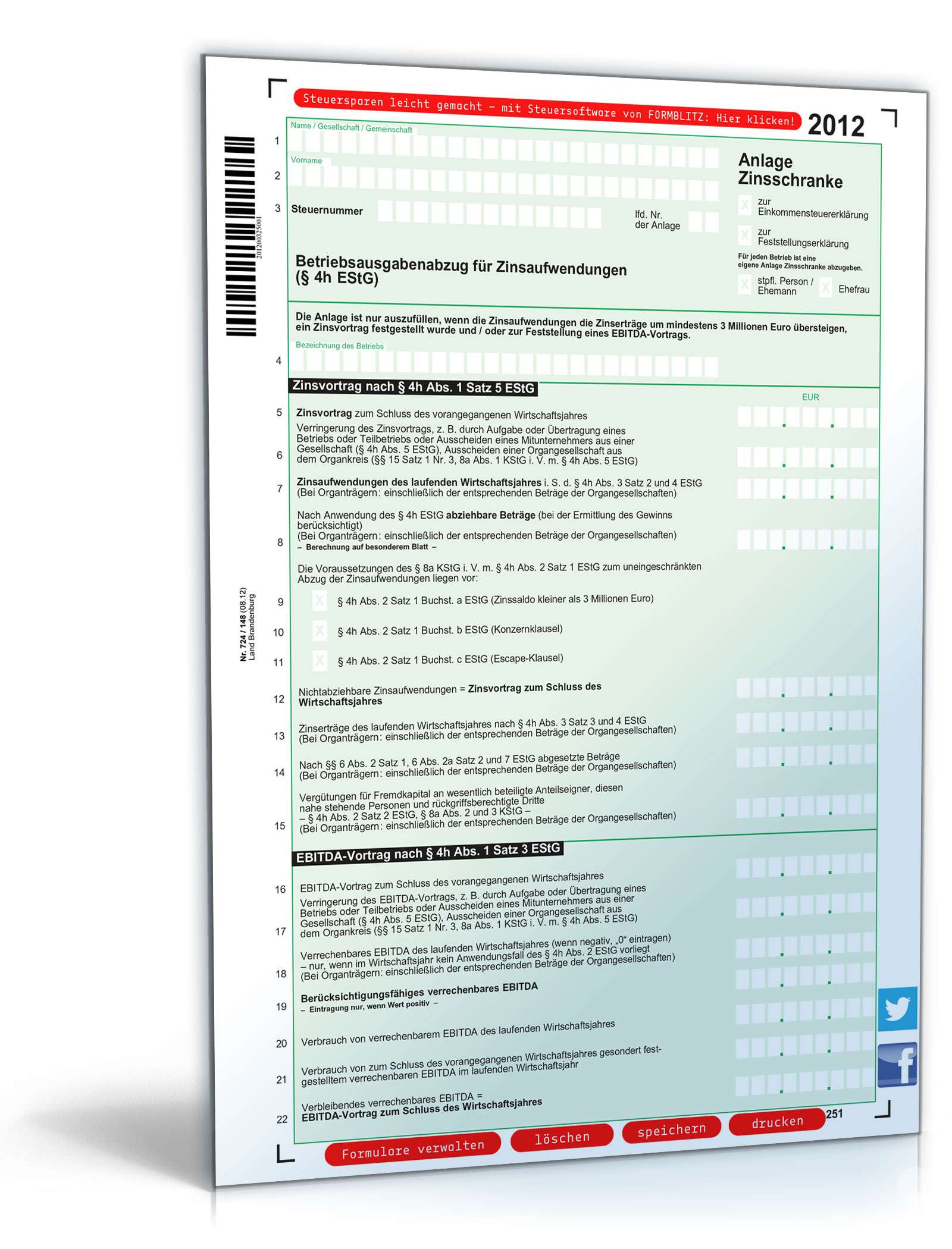 Anlage Zinsschranke 2012 PDF